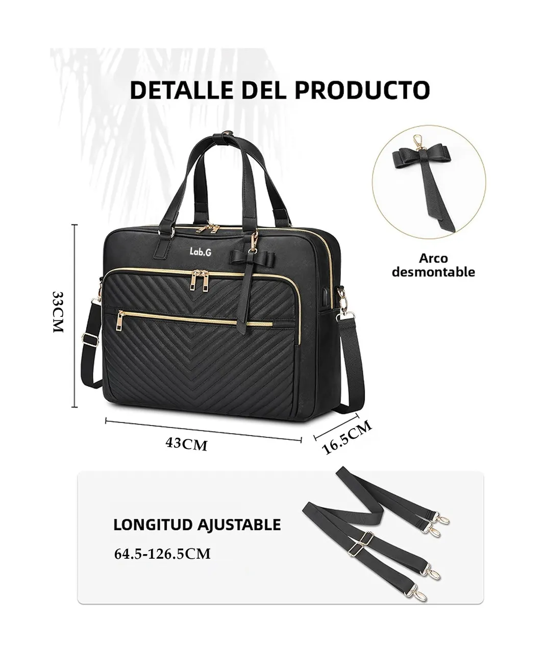 Foto 5 pulgar | Maletin Para Laptop 17 Plugadas Mochila Mujer Elegante Impermeable Acolchada Bandolera Convertible