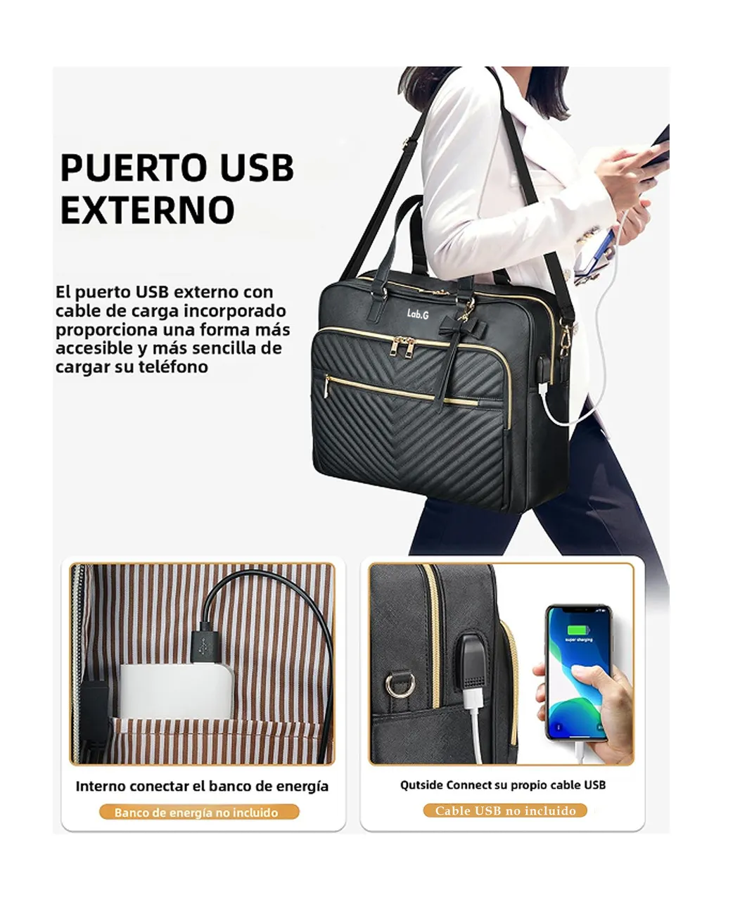 Foto 6 pulgar | Maletin Para Laptop 17 Plugadas Mochila Mujer Elegante Impermeable Acolchada Bandolera Convertible