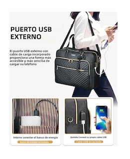Foto 5 | Maletin Para Laptop 17 Plugadas Mochila Mujer Elegante Impermeable Acolchada Bandolera Convertible