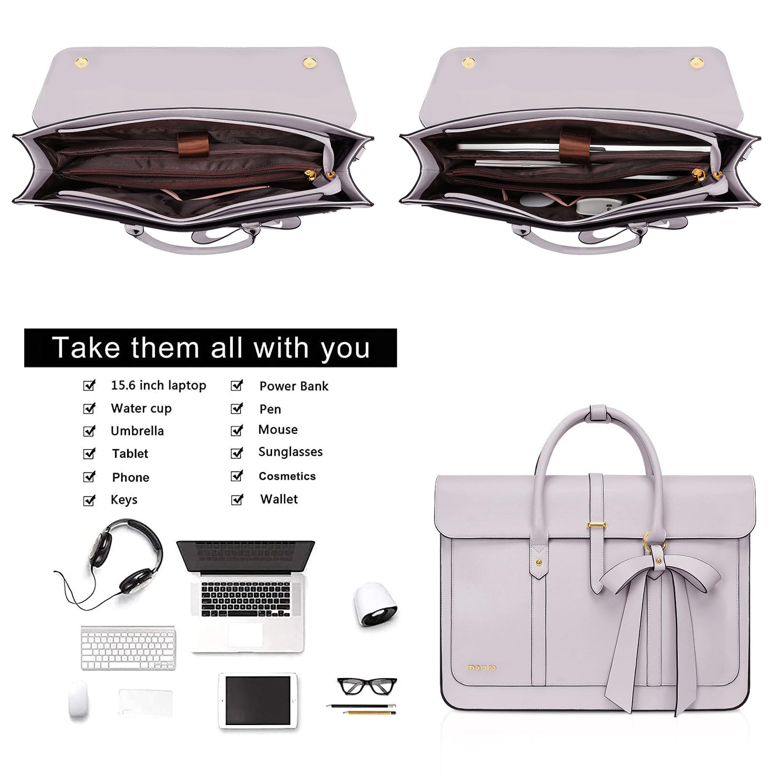 Foto 2 | Bolsa Para Portátil Mosiso De Piel Sintética De 13-14 Pulgadas Para Mujer - Venta Internacional.