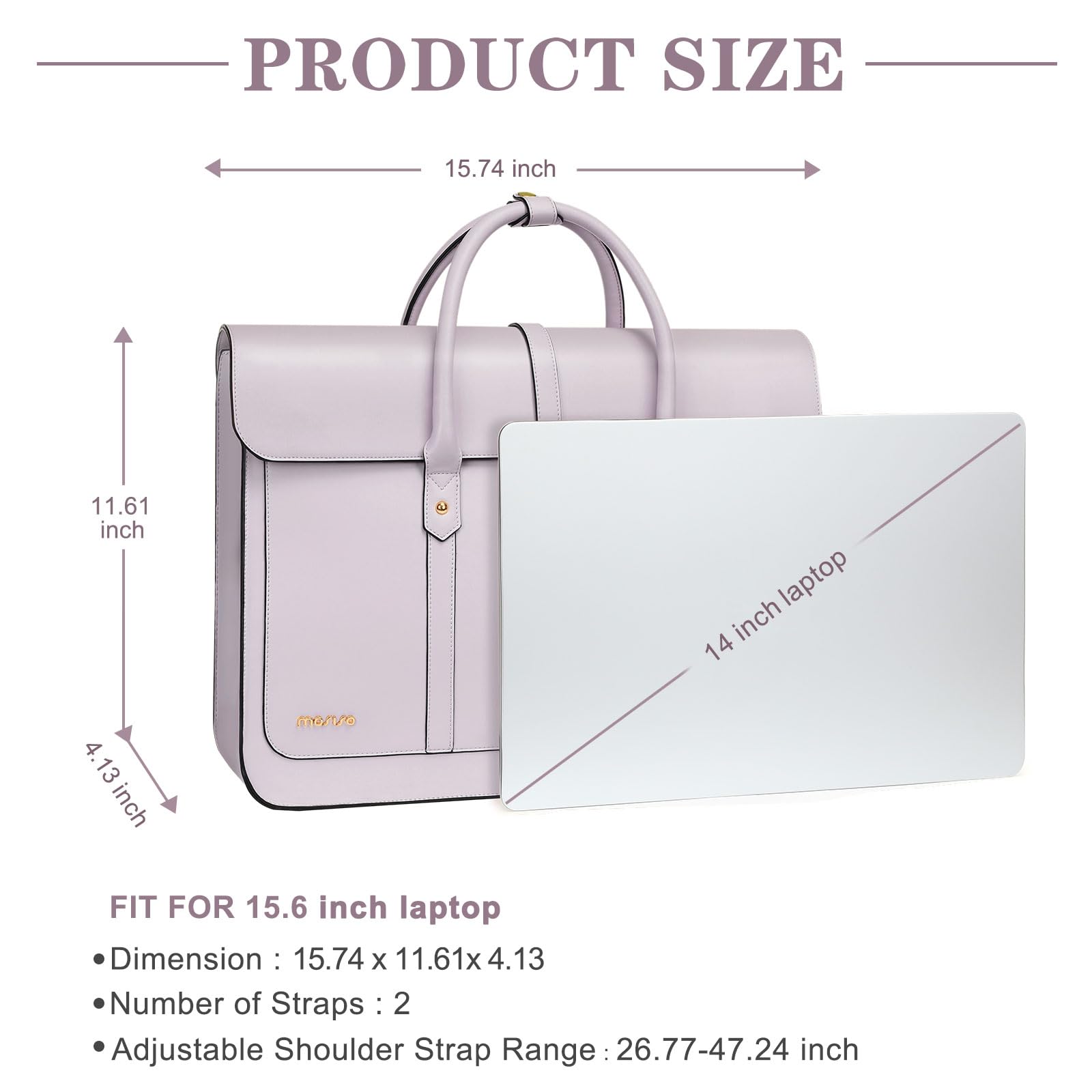 Foto 4 pulgar | Bolsa Para Portátil Mosiso De Piel Sintética De 13-14 Pulgadas Para Mujer - Venta Internacional.