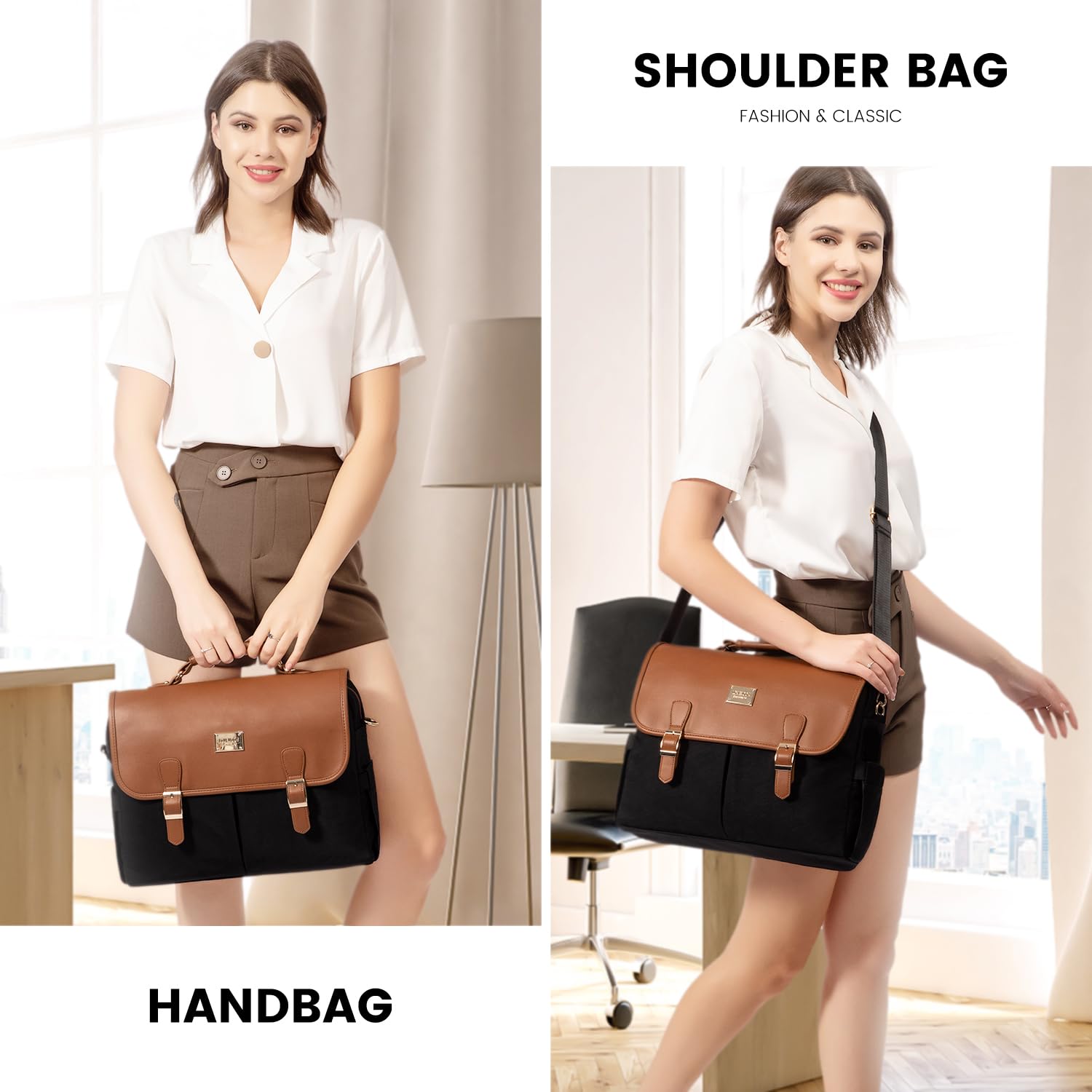 Foto 2 | Bolsa Para Portátil Lovevook Para Mujer De 15.6 Pulgadas  Marrón Y Negro - Venta Internacional.