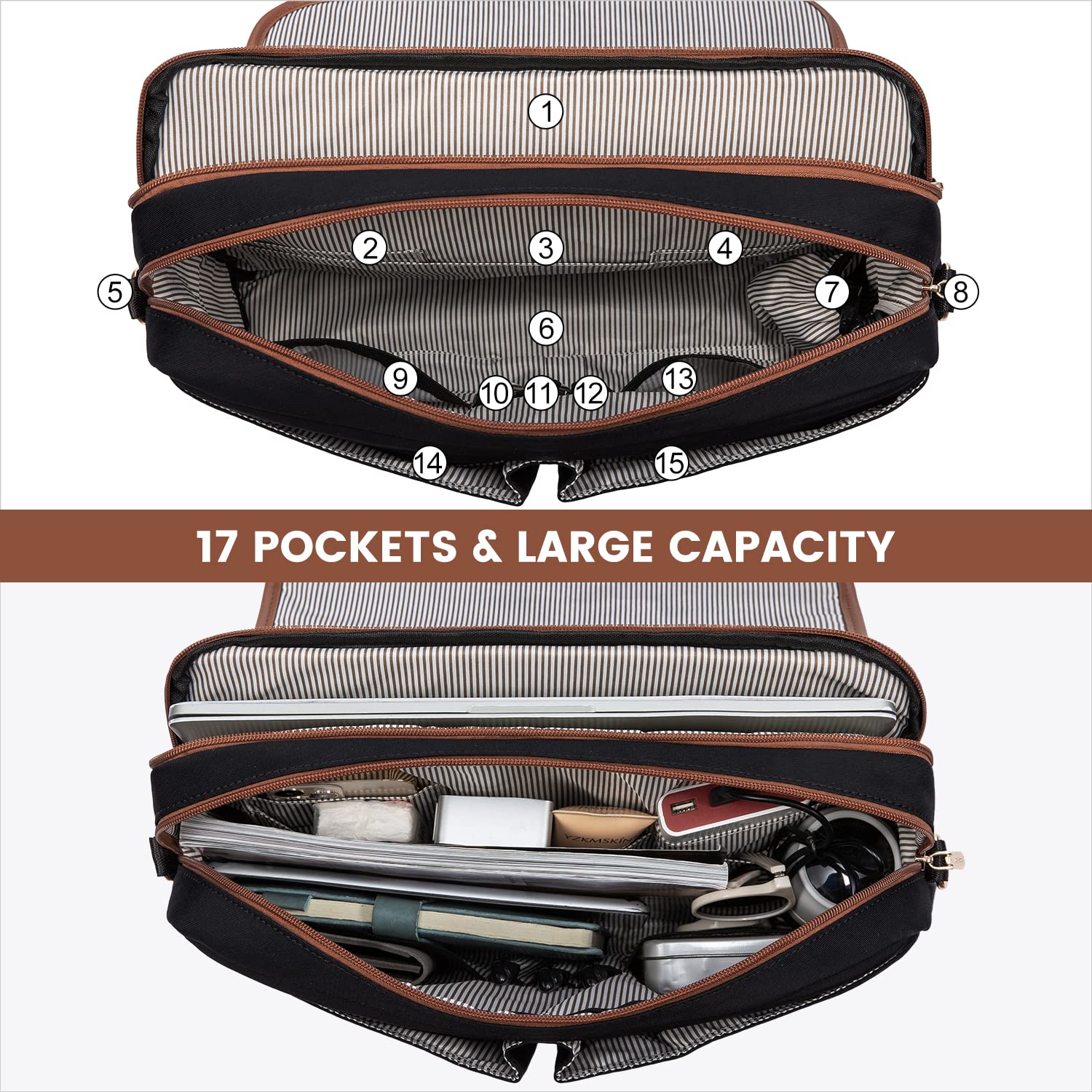 Foto 3 | Bolsa Para Portátil Lovevook Para Mujer De 15.6 Pulgadas  Marrón Y Negro - Venta Internacional.