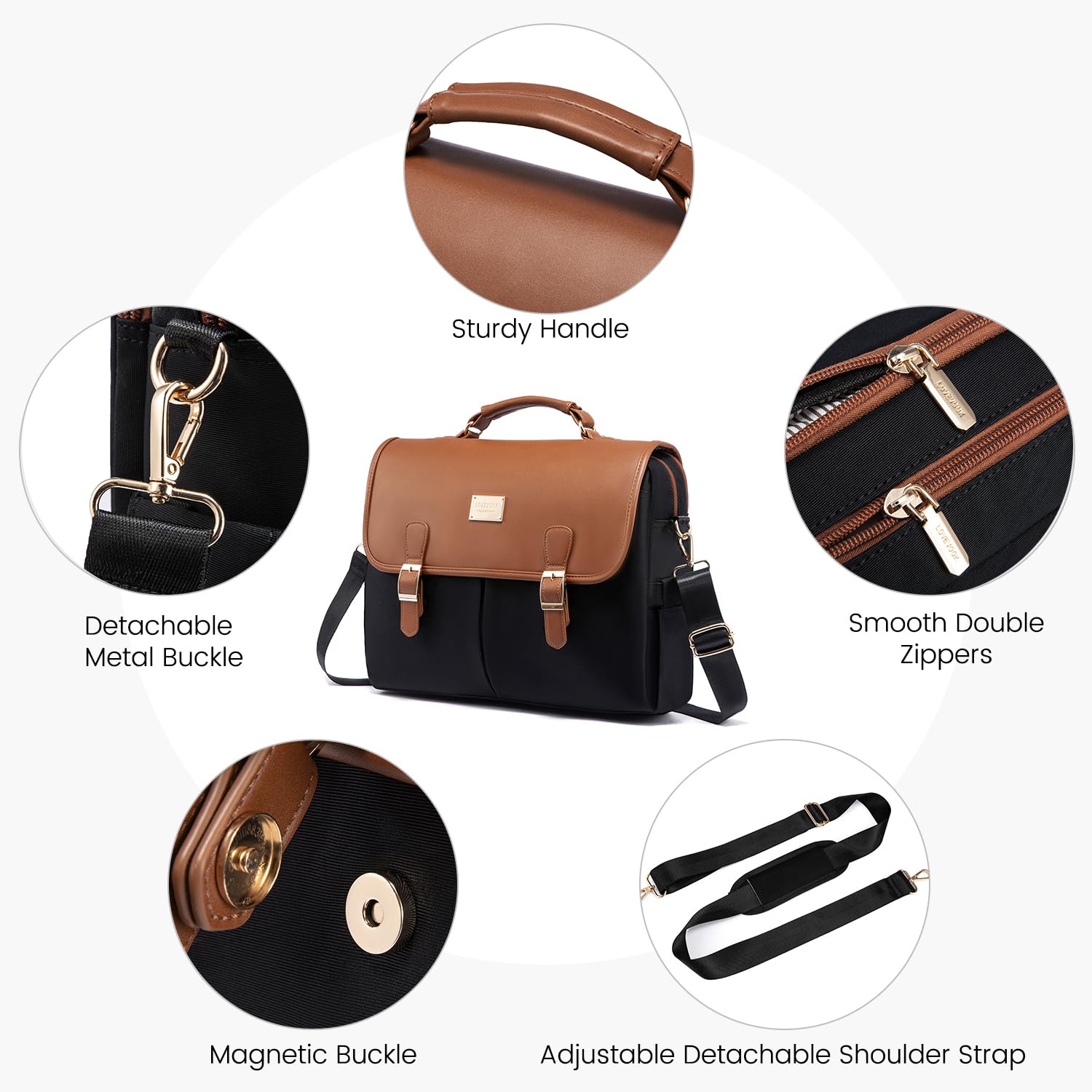 Foto 6 pulgar | Bolsa Para Portátil Lovevook Para Mujer De 15.6 Pulgadas  Marrón Y Negro - Venta Internacional.