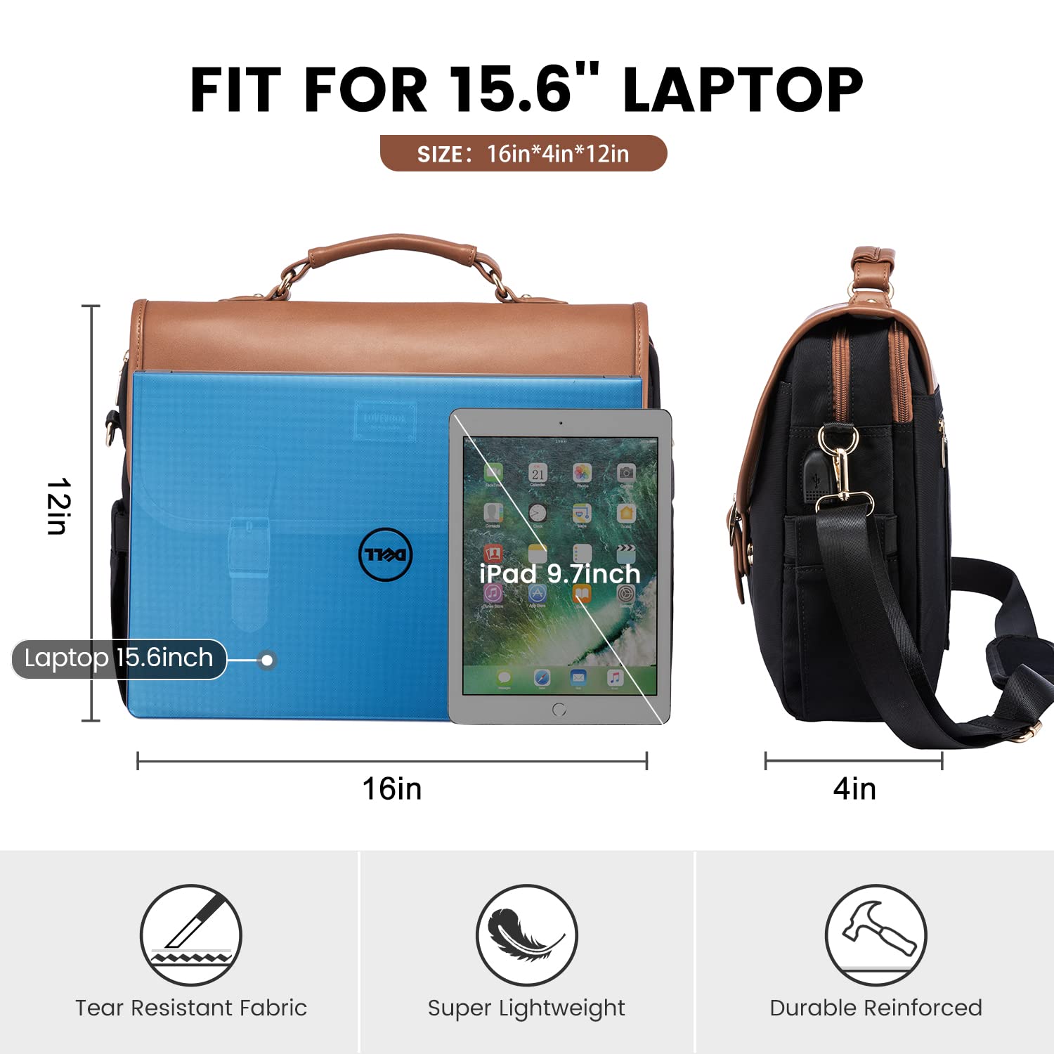 Foto 8 pulgar | Bolsa Para Portátil Lovevook Para Mujer De 15.6 Pulgadas  Marrón Y Negro - Venta Internacional.