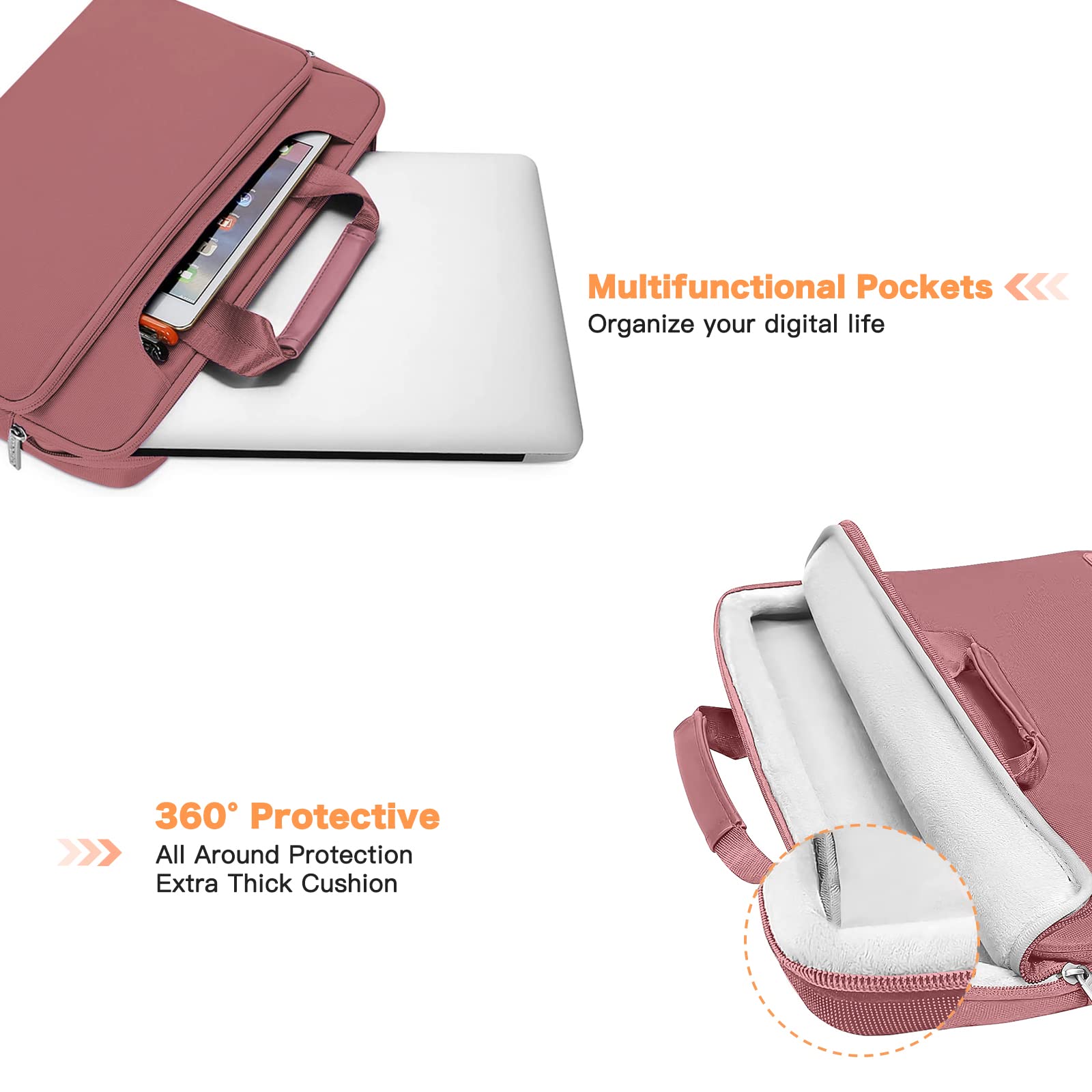 Foto 3 pulgar | Bolsa De Hombro Para Portátil Mosiso 360 Protective 13-14 Pulgadas Dusty Rose - Venta Internacional.