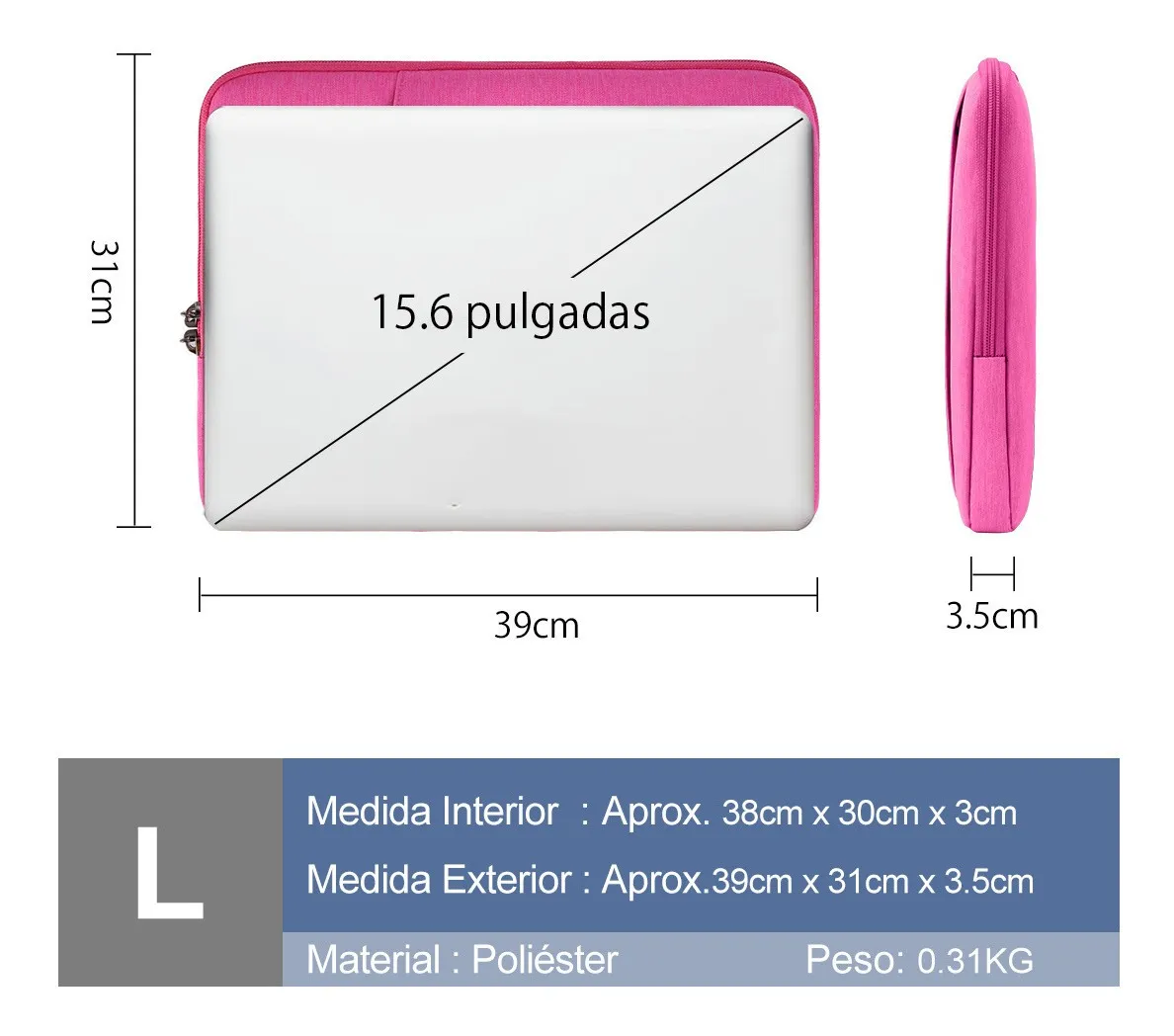 Foto 3 pulgar | Funda para Laptop 15.6'' Pulgadas color Rosa