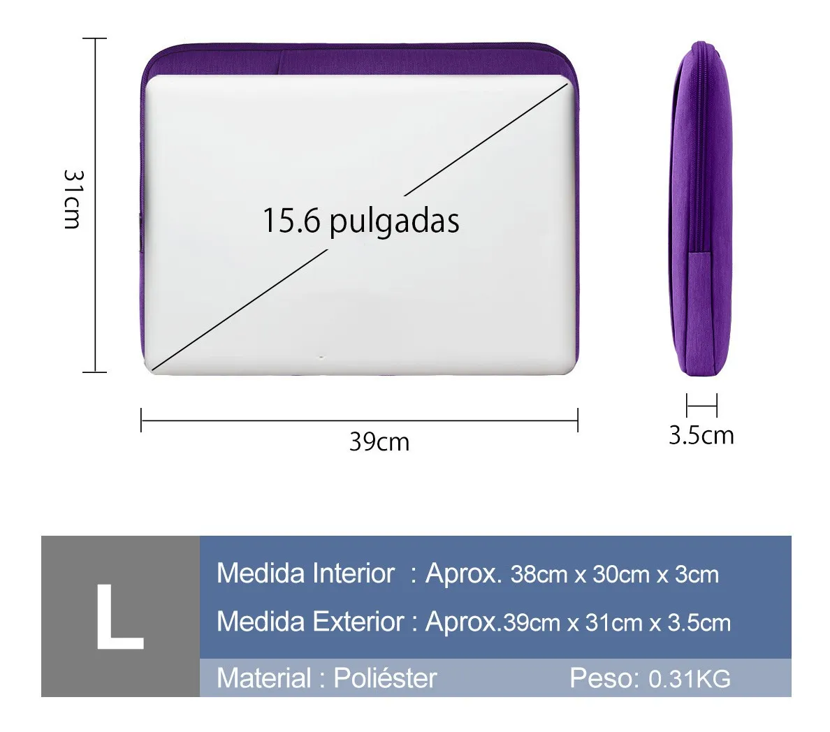 Foto 3 pulgar | Funda para Laptop 15.6'' Pulgadas color Violeta