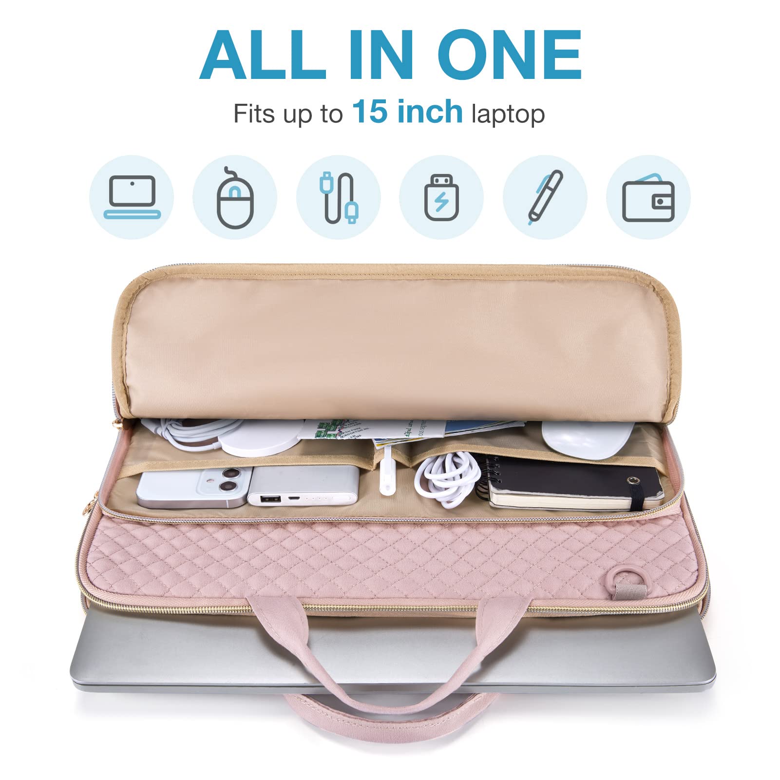 Foto 3 | Funda Protectora para Portátil Bagsmart de 15.6 Pulgadas Rosa - Venta Internacional