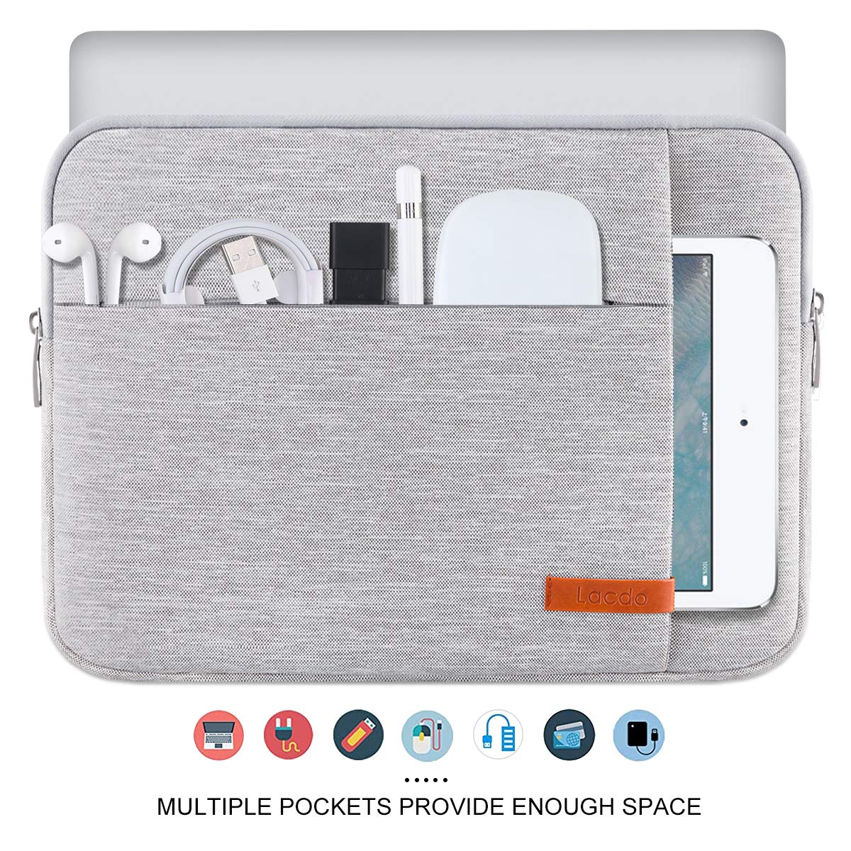 Foto 4 | Funda Para Portátil Lacdo Para Macbook Air/pro De 13 Pulgadas, Gris - Venta Internacional.