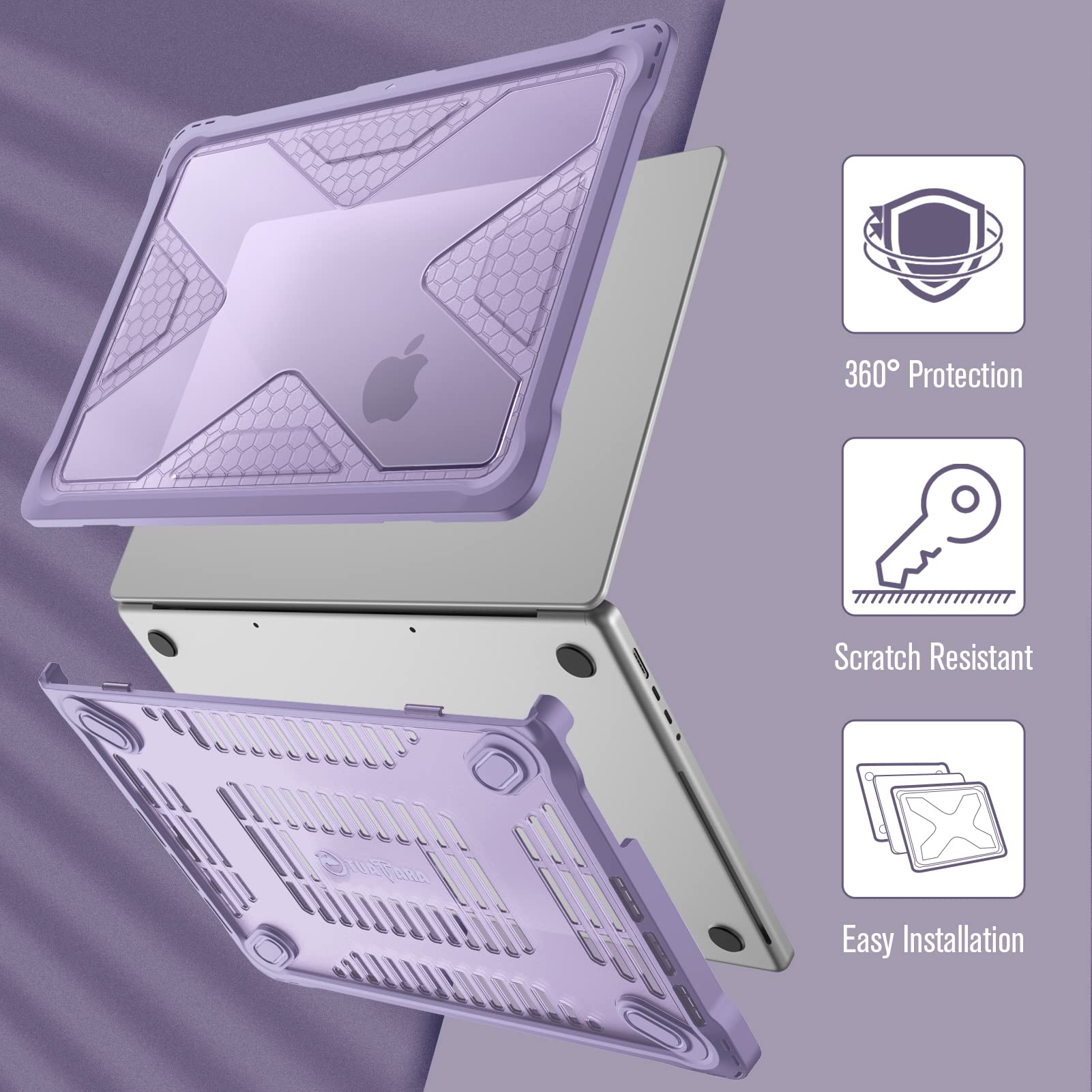 Foto 4 pulgar | Funda Fintie Para Macbook Pro 14 Pulgadas A3401 A3185 A3112 Lila - Venta Internacional.