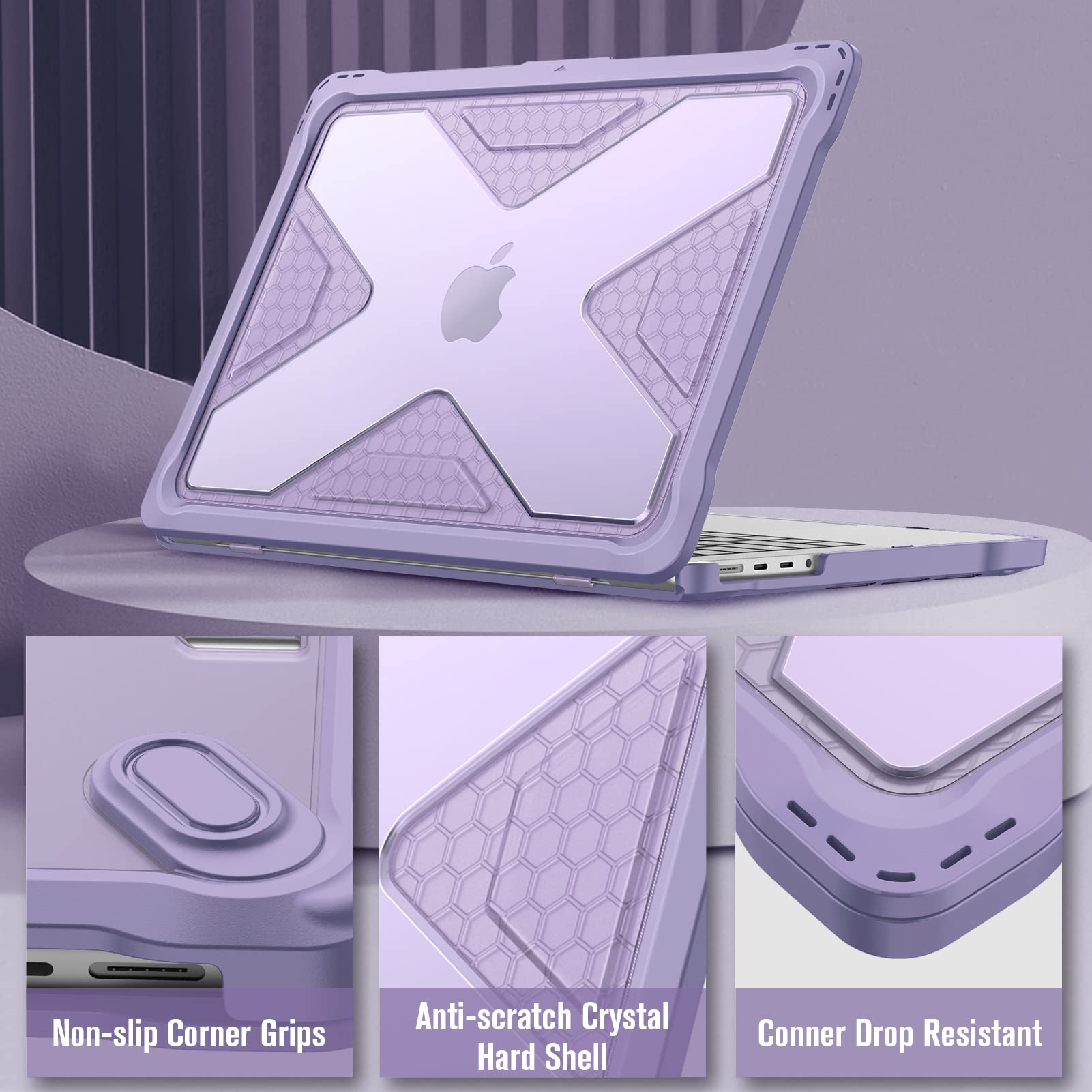 Foto 6 pulgar | Funda Fintie Para Macbook Pro 14 Pulgadas A3401 A3185 A3112 Lila - Venta Internacional.