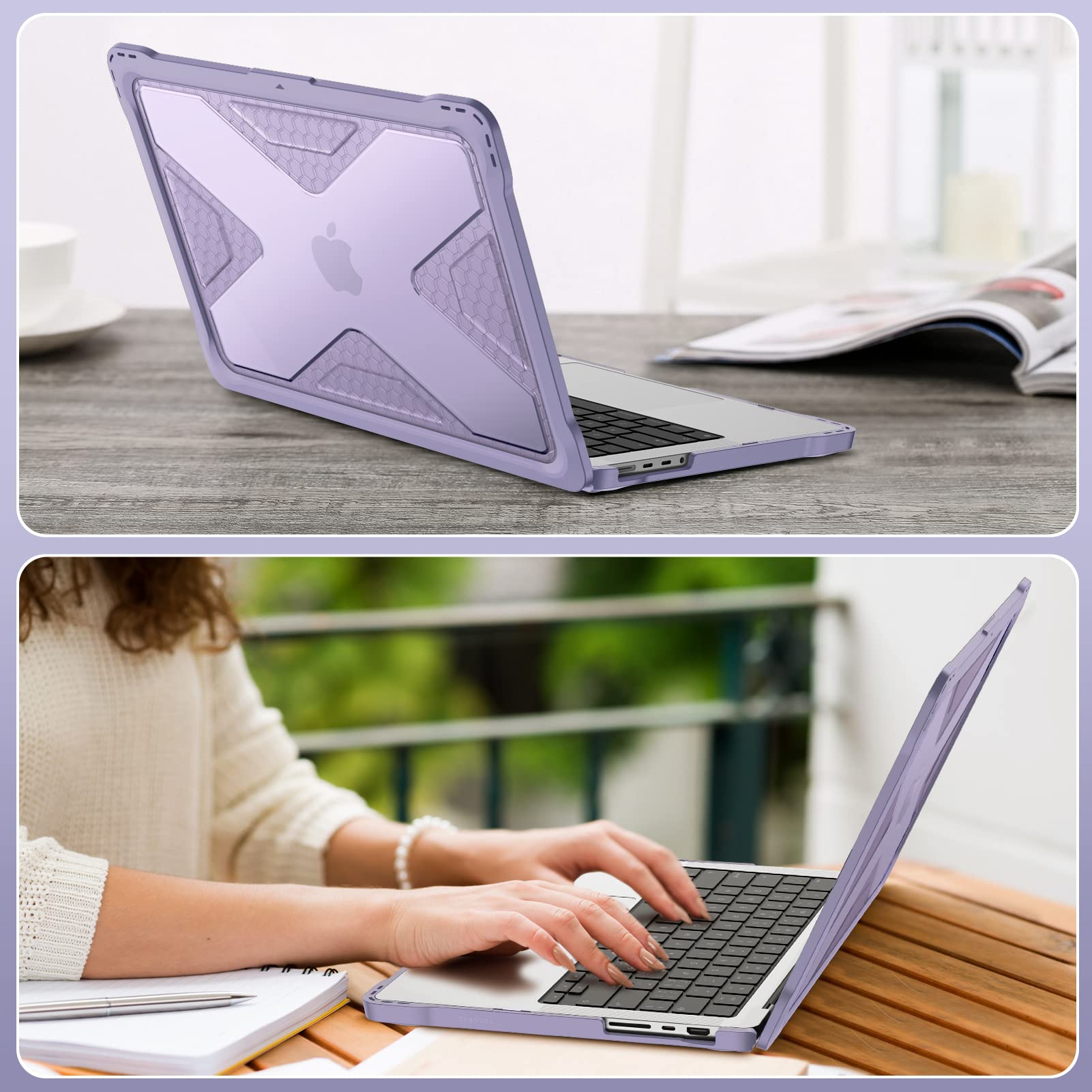 Foto 8 pulgar | Funda Fintie Para Macbook Pro 14 Pulgadas A3401 A3185 A3112 Lila - Venta Internacional.