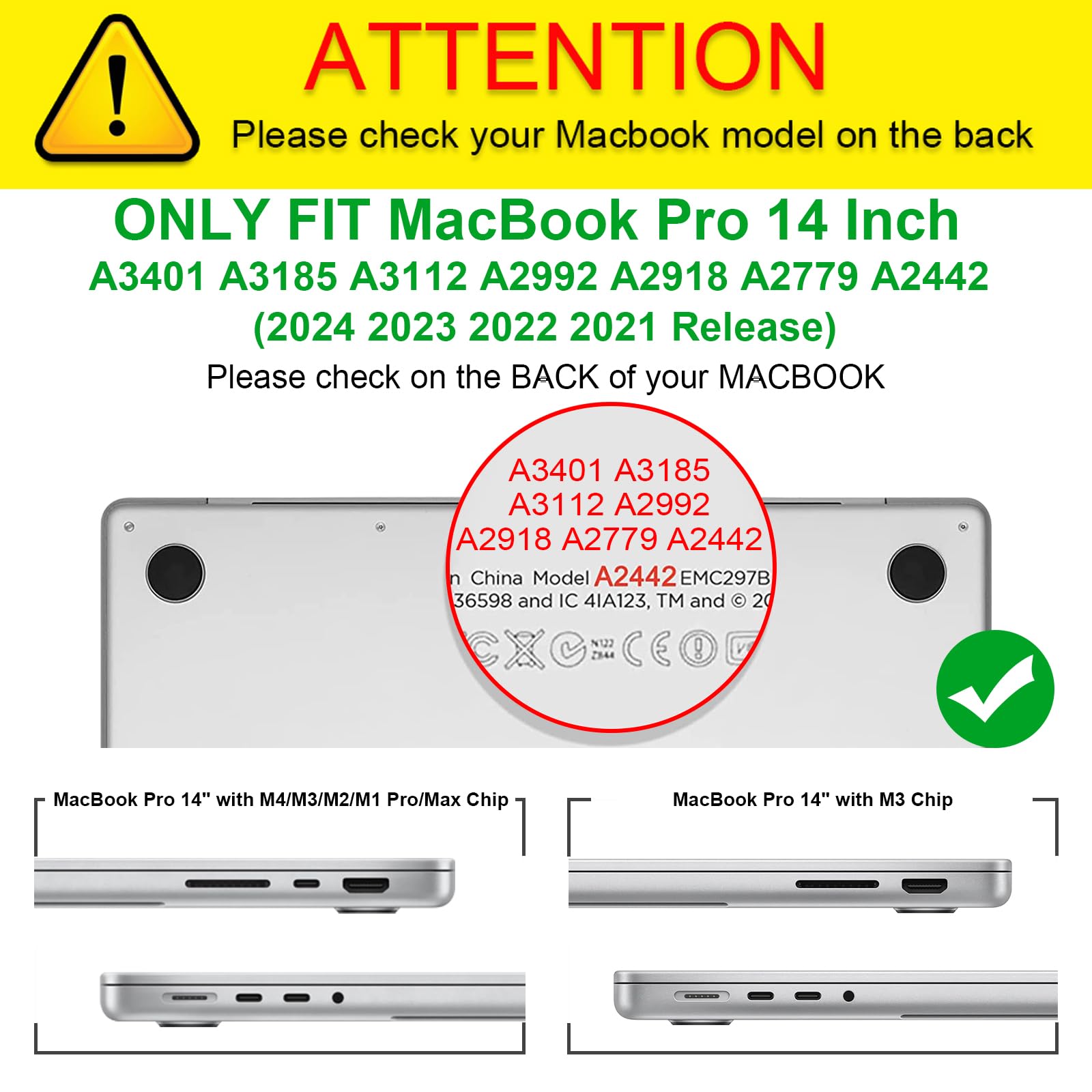 Foto 3 pulgar | Funda Fintie Para Macbook Pro 14 Pulgadas A3401 A3185 A3112 Transparente - Venta Internacional.