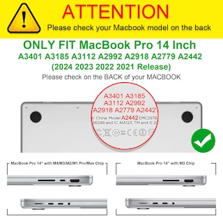 Foto 2 | Funda Fintie Para Macbook Pro 14 Pulgadas A3401 A3185 A3112 Transparente - Venta Internacional.