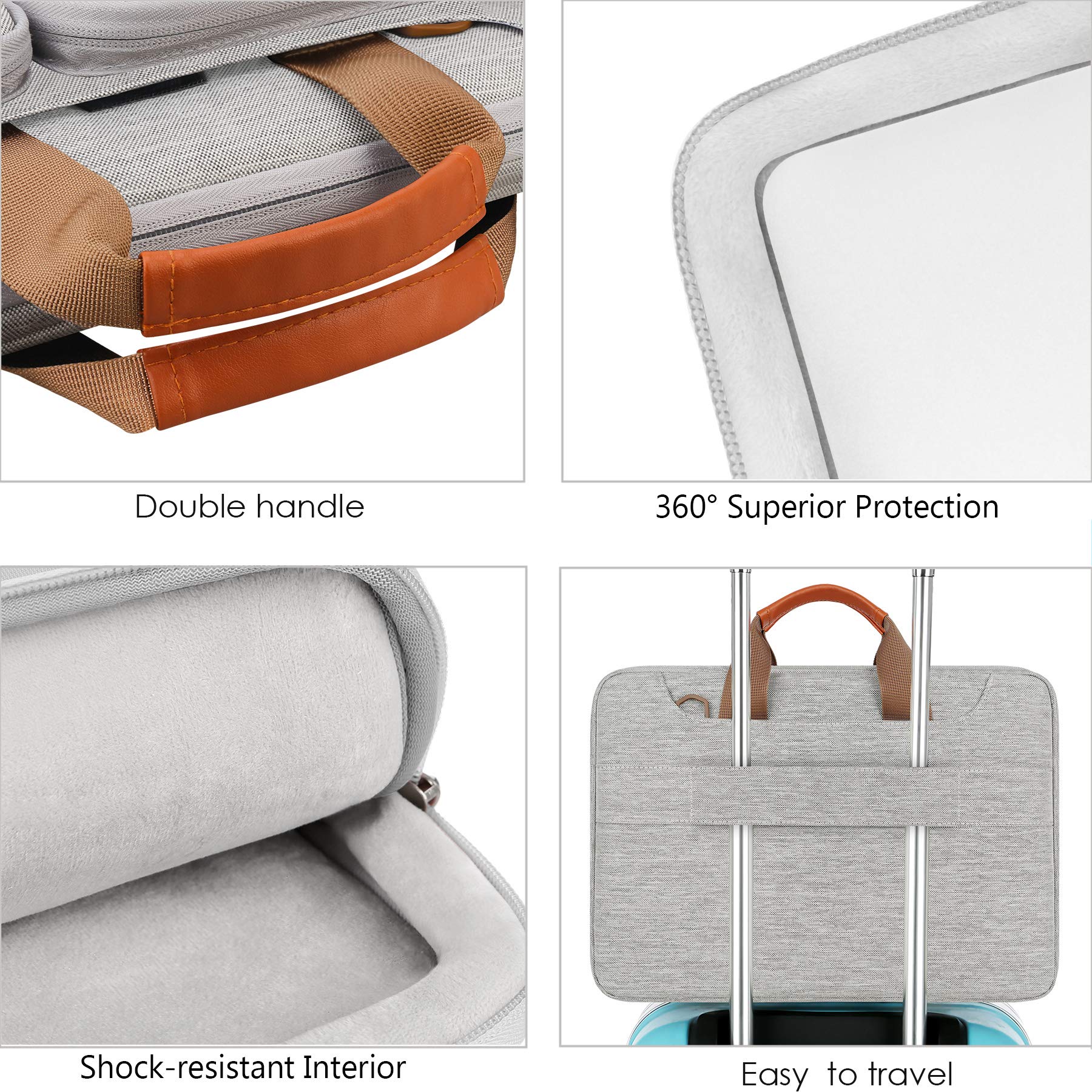 Foto 4 | Bolso De Hombro Para Portátil Lacdo 360° Con Protección De 14 Pulgadas, Gris - Venta Internacional.
