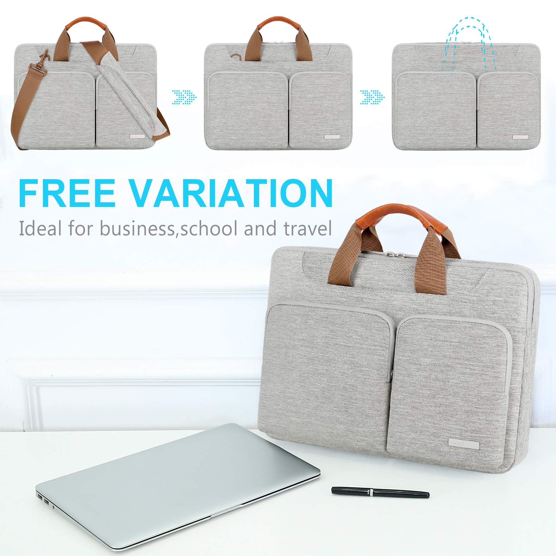 Foto 5 | Bolso De Hombro Para Portátil Lacdo 360° Con Protección De 14 Pulgadas, Gris - Venta Internacional.