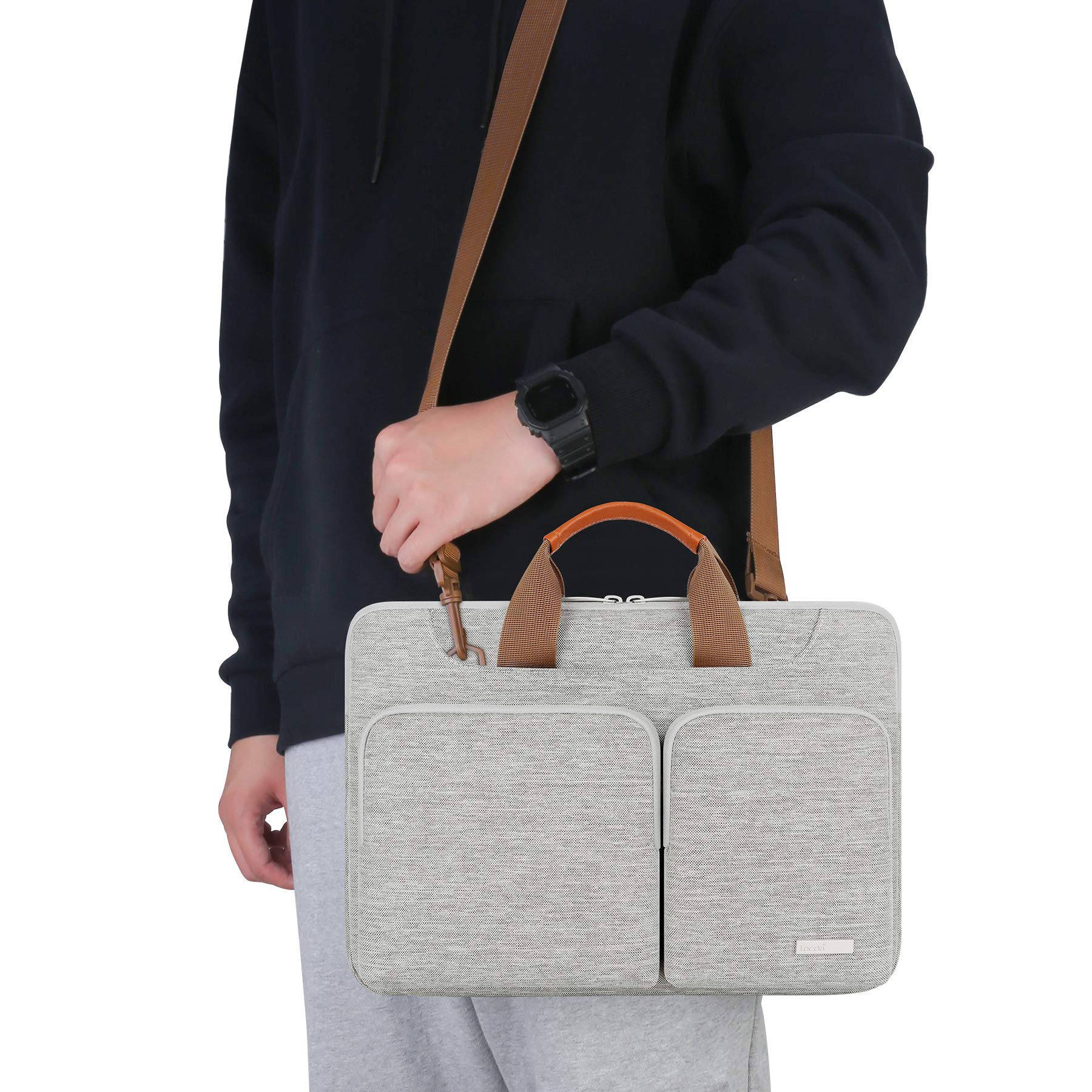 Foto 6 | Bolso De Hombro Para Portátil Lacdo 360° Con Protección De 14 Pulgadas, Gris - Venta Internacional.