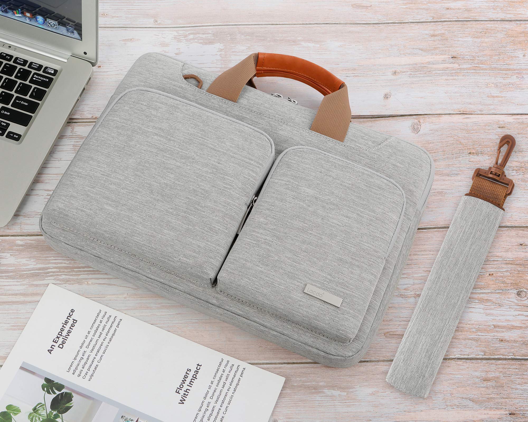 Foto 7 | Bolso De Hombro Para Portátil Lacdo 360° Con Protección De 14 Pulgadas, Gris - Venta Internacional.