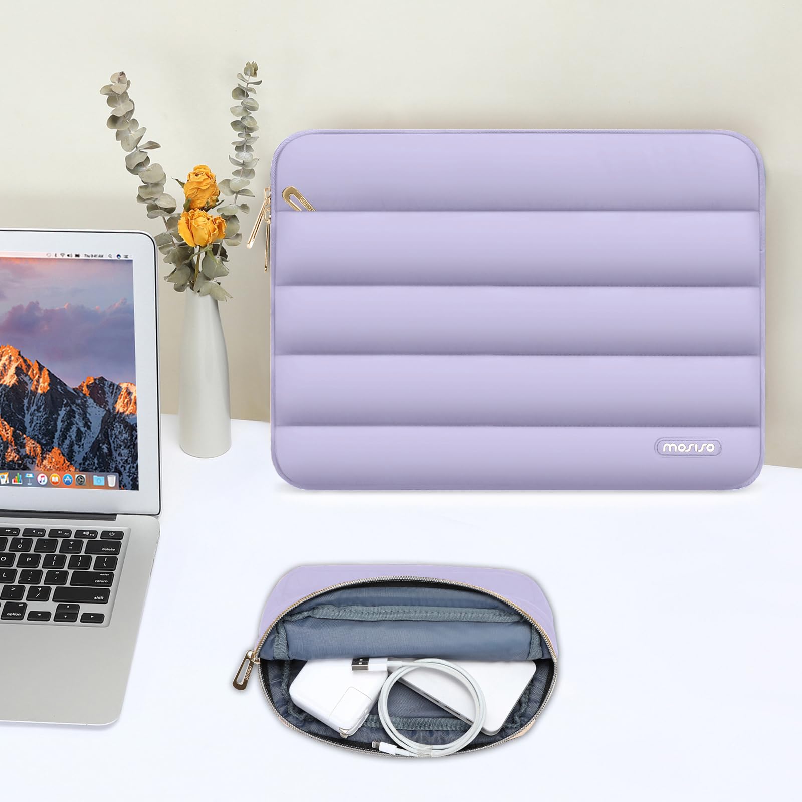 Foto 6 pulgar | Funda Para Portátil Mosiso De 13-14 Pulgadas Con Funda Abullonada Para Macbook Air 13 Pu - Venta Internacional.