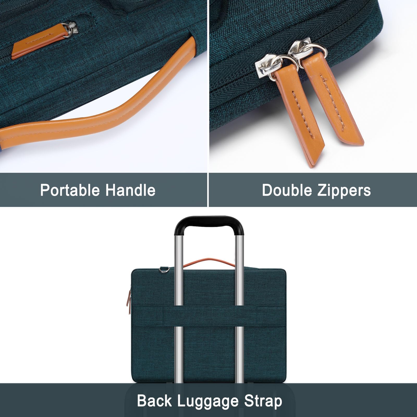 Foto 5 pulgar | Bolso De Hombro Para Portátil Mosiso 360 Protective 15-15.6 Pulgadas, Verde Azulado - Venta Internacional.