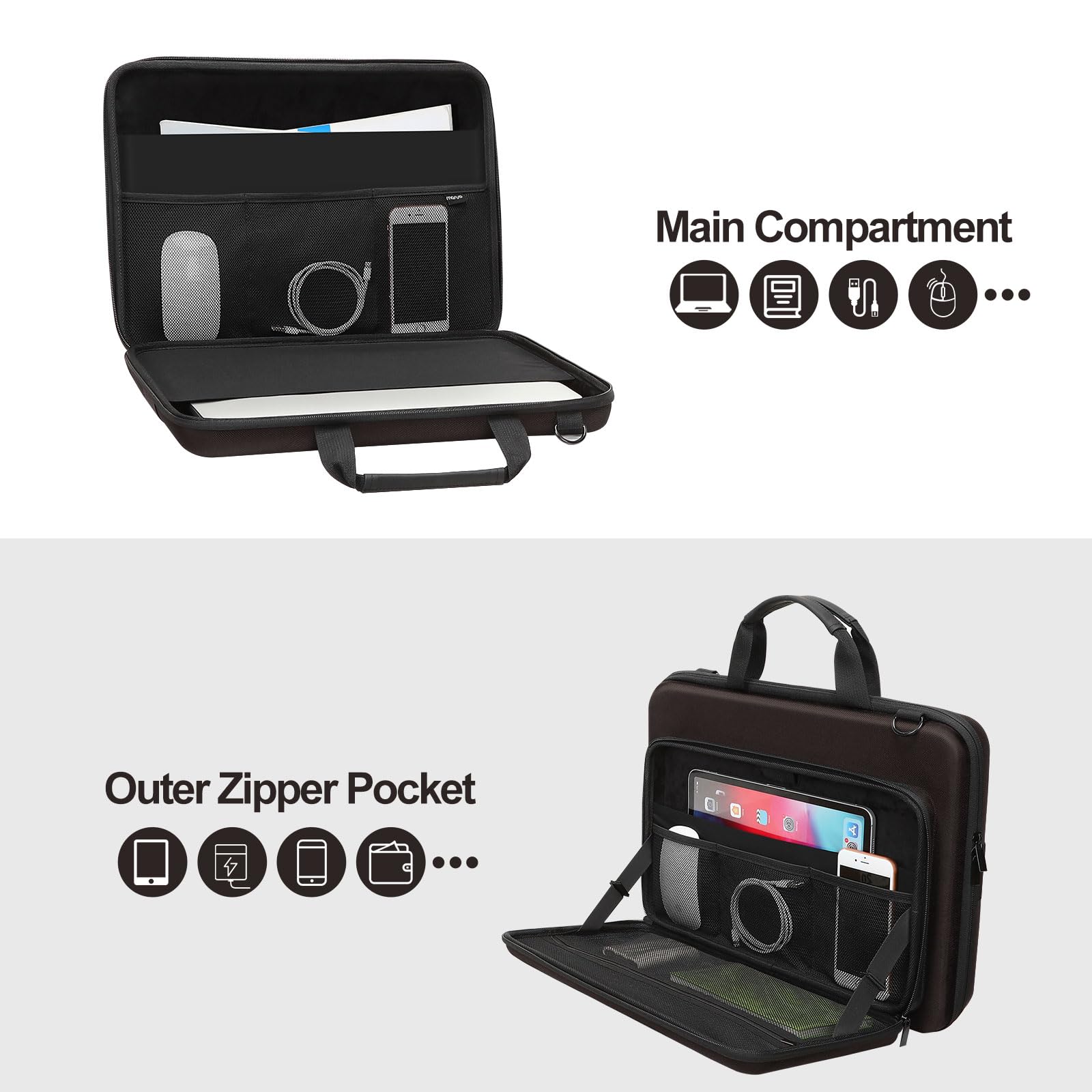 Foto 2 | Funda Rígida Mosiso Para Portátil De 17.3 Pulgadas Con Bolsillo Frontal, Color Marrón - Venta Internacional.