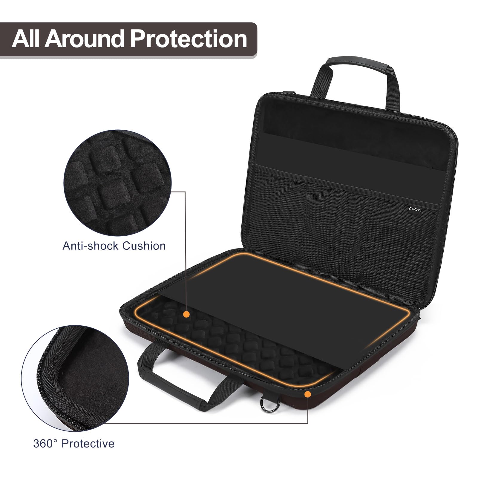 Foto 3 | Funda Rígida Mosiso Para Portátil De 17.3 Pulgadas Con Bolsillo Frontal, Color Marrón - Venta Internacional.