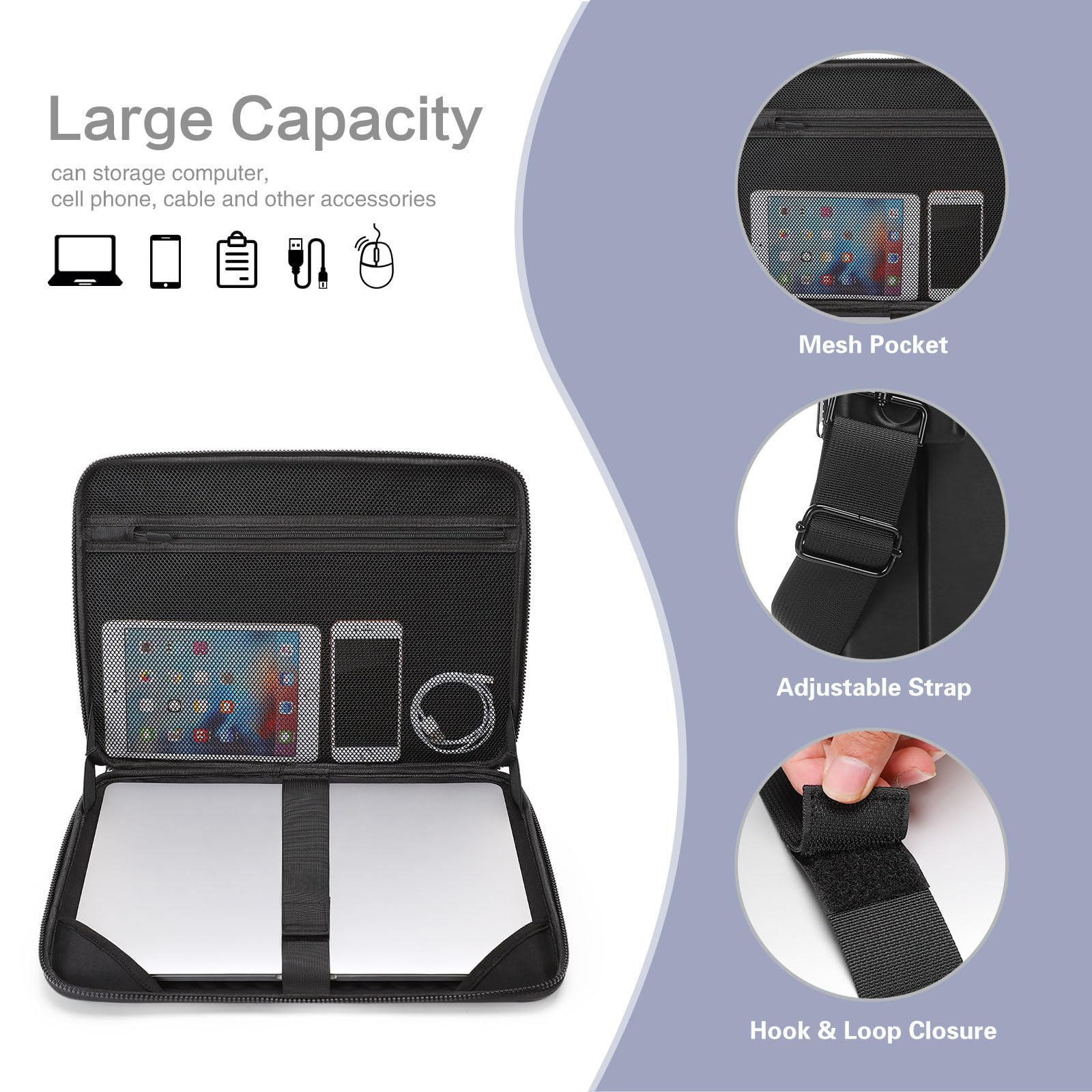 Foto 2 | Funda Rígida Mosiso Para Portátil De 15.6 Pulgadas, Color Negro Waterpr - Venta Internacional.