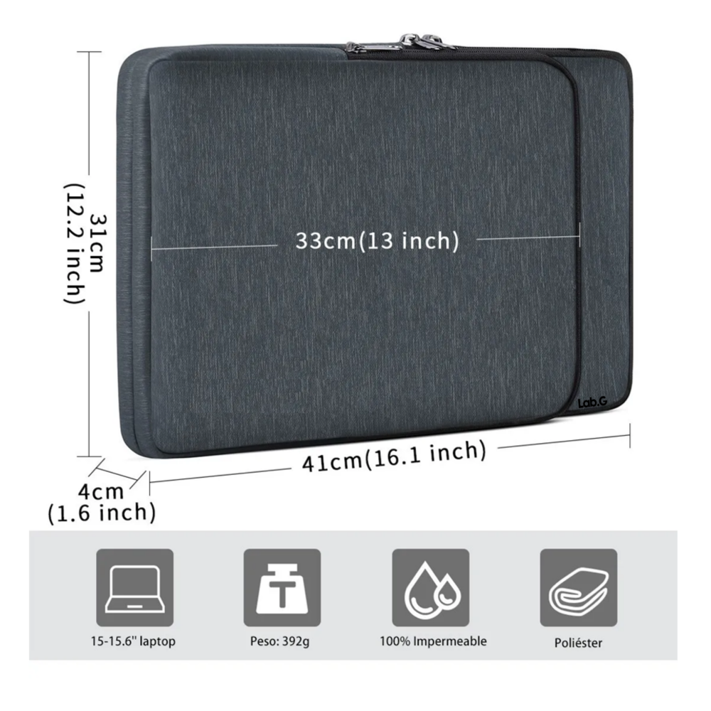 Foto 4 pulgar | Impermeable Funda Para Laptop 15-15.6 Pulgadas Lab.g, Gris Oscuro