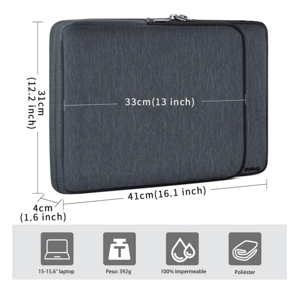 Foto 4 pulgar | Impermeable Funda Para Laptop 15-15.6 Pulgadas Belug, Gris Oscuro