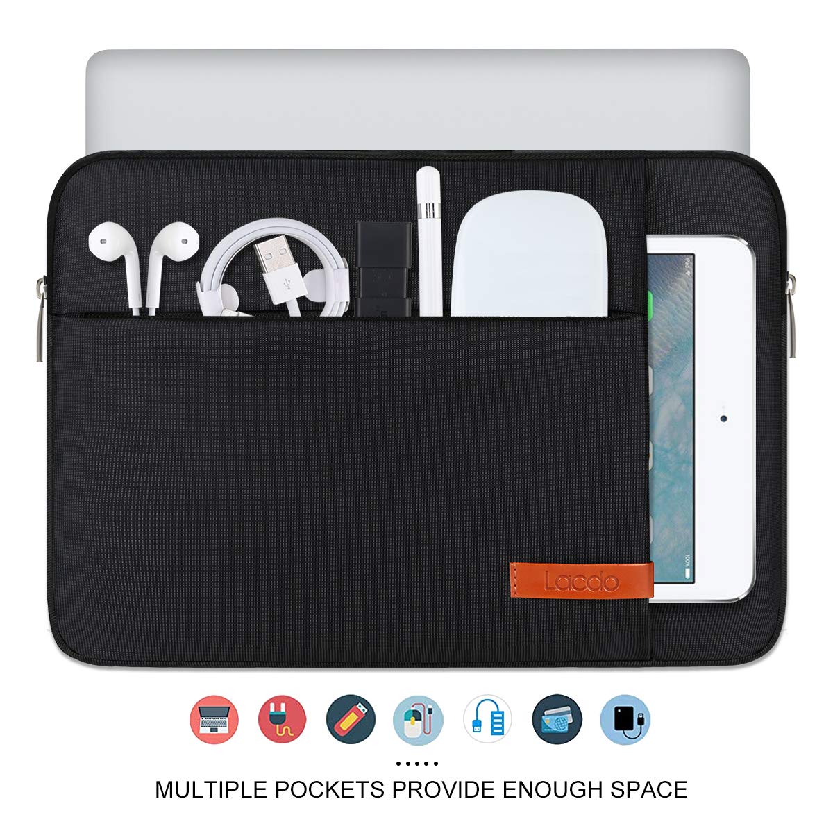 Foto 5 pulgar | Funda Para Portátil Lacdo De 13 Pulgadas Para Macbook Air/pro, Color Negro - Venta Internacional.
