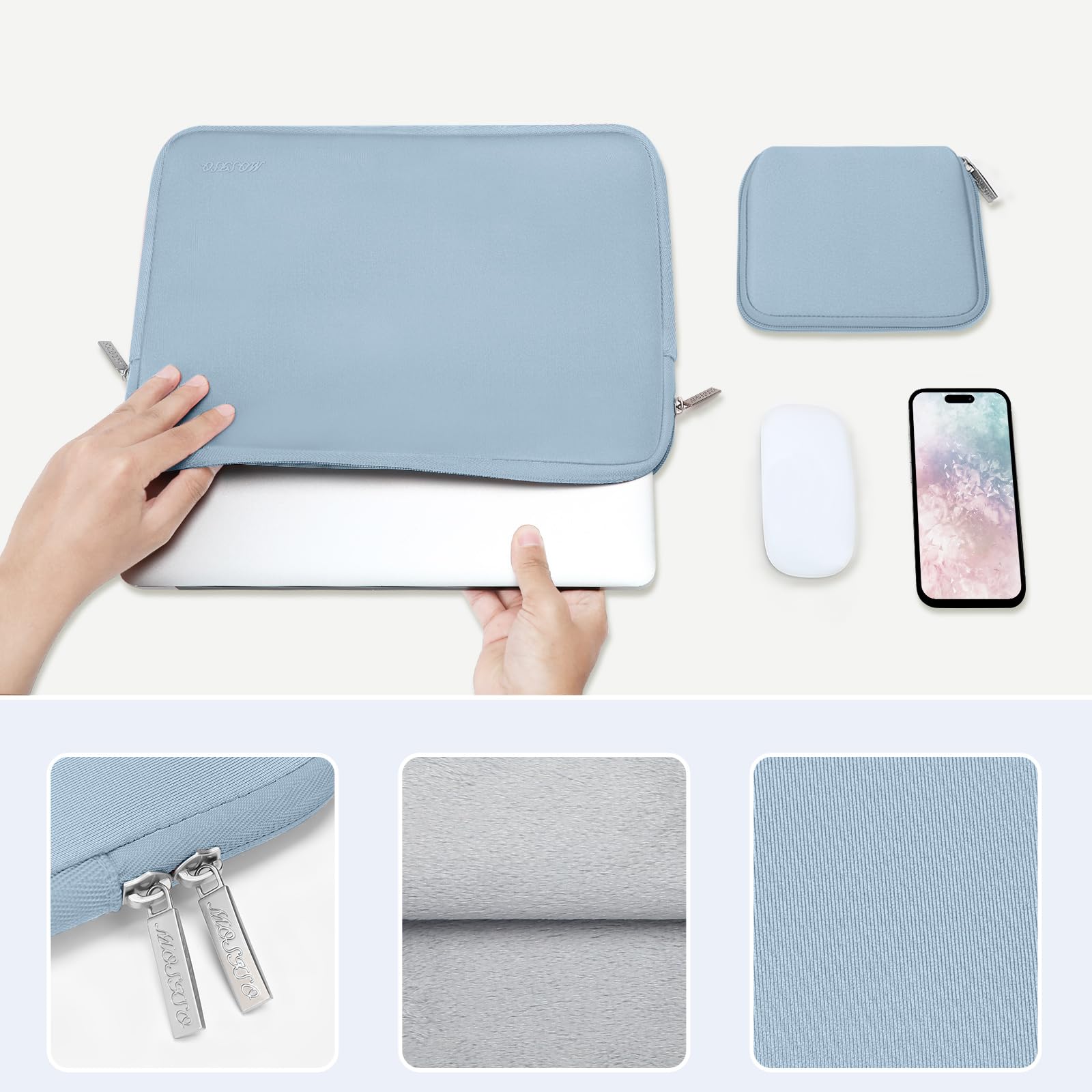 Foto 4 | Funda Mosiso Para Portátil Macbook Air/pro 13/14 De 13.3 Pulgadas, Azul - Venta Internacional.