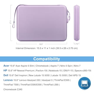 Foto 2 | Funda Rígida Para Ordenador Portátil Finpac De 15 6 Pulgadas Color Lila Para Acer Hp - Venta Internacional.