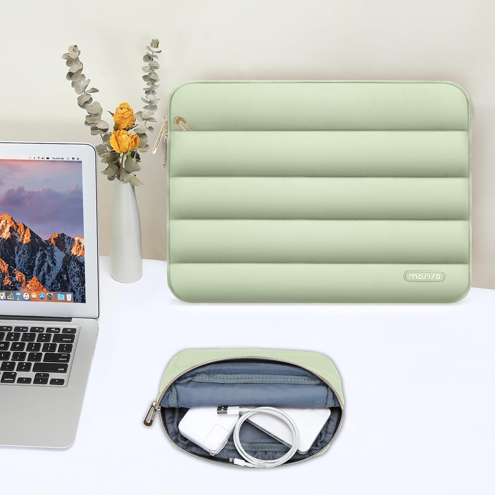 Foto 5 | Funda Para Portátil Mosiso Puffy Sleeve 15-15 6 Pulgadas Para Macbook Pro 16 Sage - Venta Internacional.