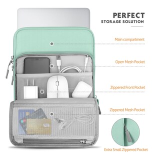 Foto 6 | Funda Para Portátil Moko Para 13 3 A 14 Pulgadas Color Verde Menta - Venta Internacional.