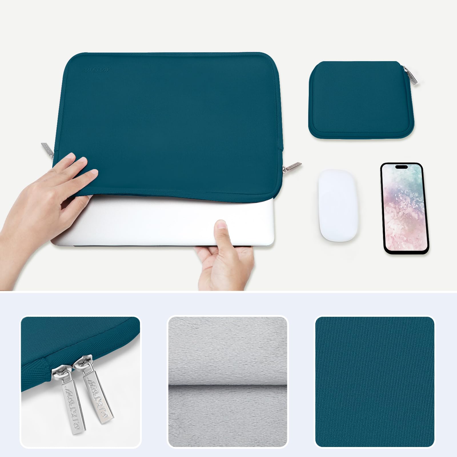 Foto 5 pulgar | Funda Para Portátil Mosiso Para Macbook Air/pro De 13 Pulgadas  Color Verde Azulado Oscuro - Venta Internacional.