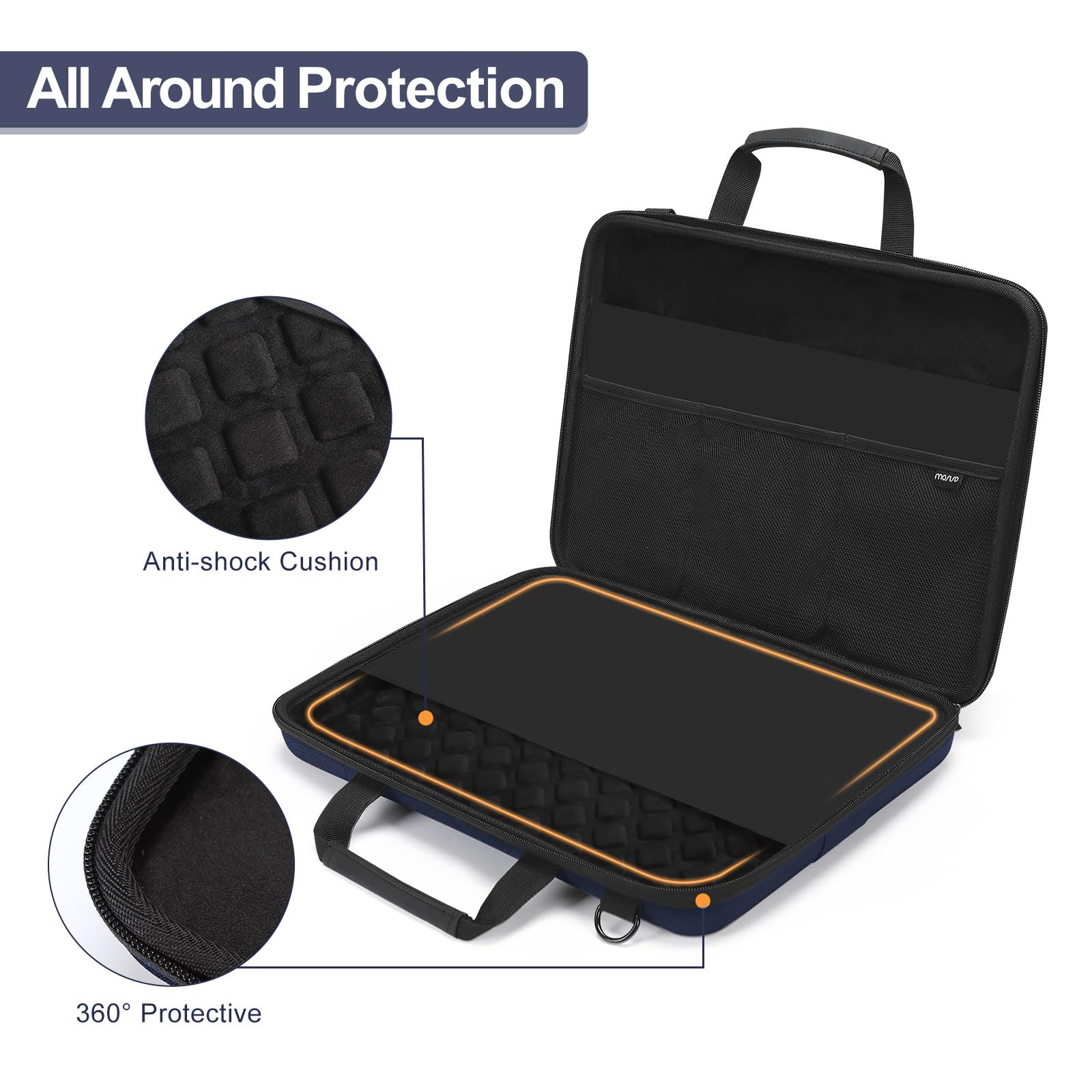 Foto 3 | Funda Rígida Para Portátil Mosiso De 15 A 15 6 Pulgadas  Color Azul Marino - Venta Internacional.