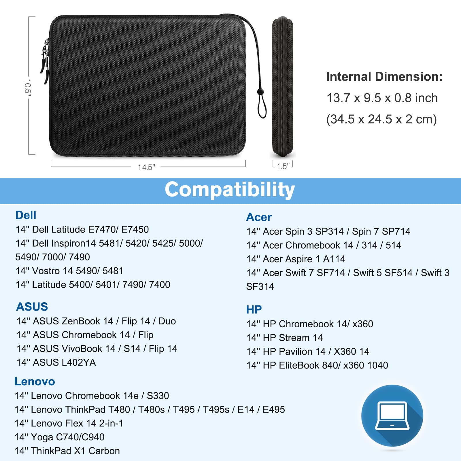 Foto 3 pulgar | Funda Rígida Para Portátil Finpac De 14 Pulgadas Para Acer Lenovo Hp - Venta Internacional.