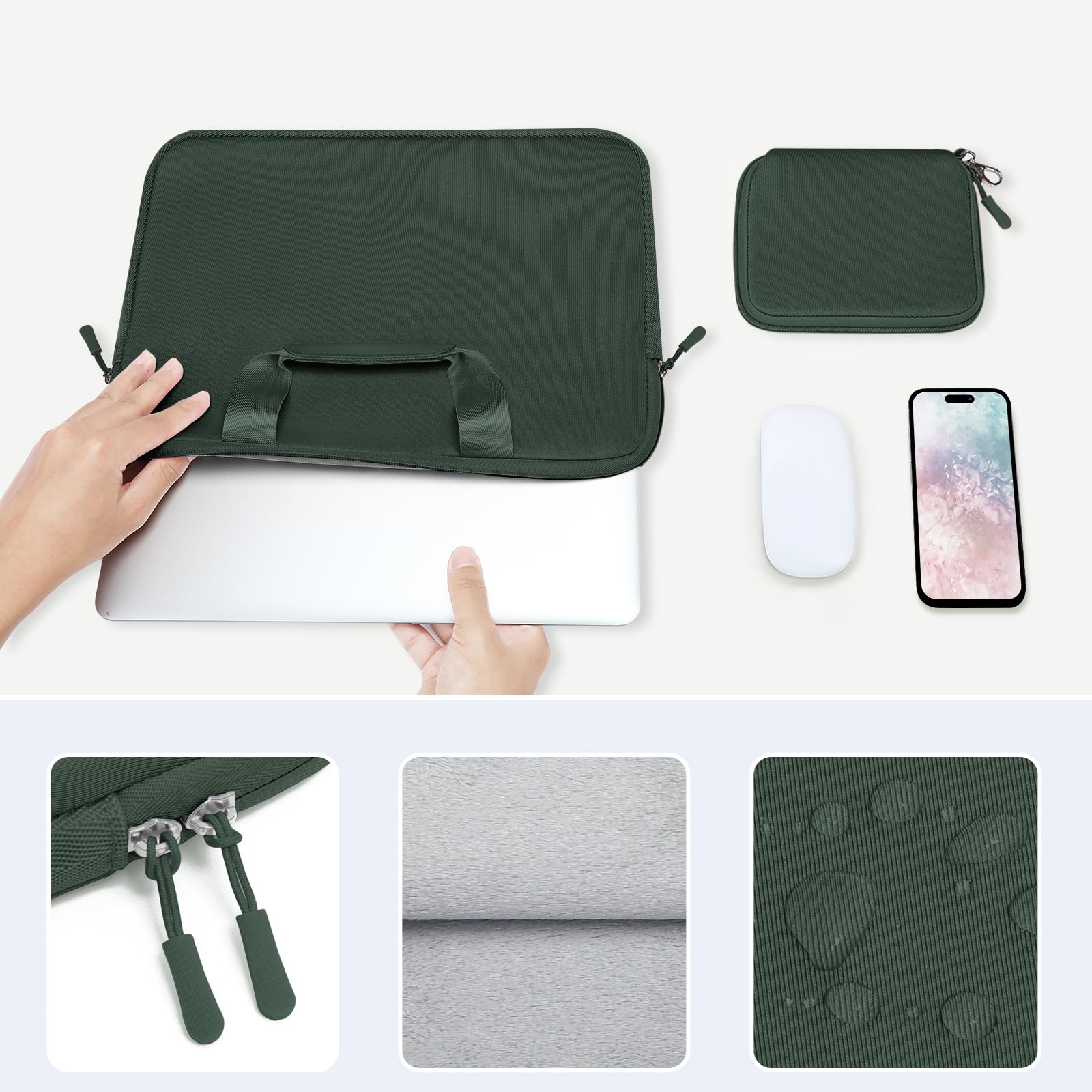 Foto 6 pulgar | Funda Para Portátil Mosiso De 13 3 Pulgadas  Color Verde Esmeralda - Venta Internacional.