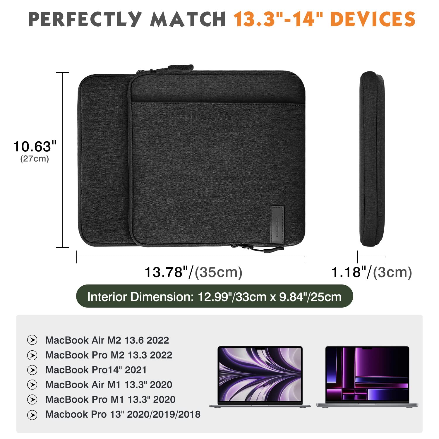 Foto 3 pulgar | Funda Para Portátil Moko Para Macbook De 13 3-14 Pulgadas  Negro Y Gris - Venta Internacional.
