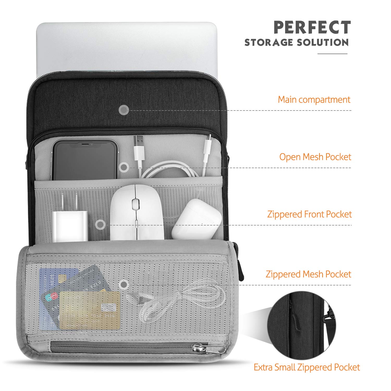 Foto 7 pulgar | Funda Para Portátil Moko Para Macbook De 13 3-14 Pulgadas  Negro Y Gris - Venta Internacional.