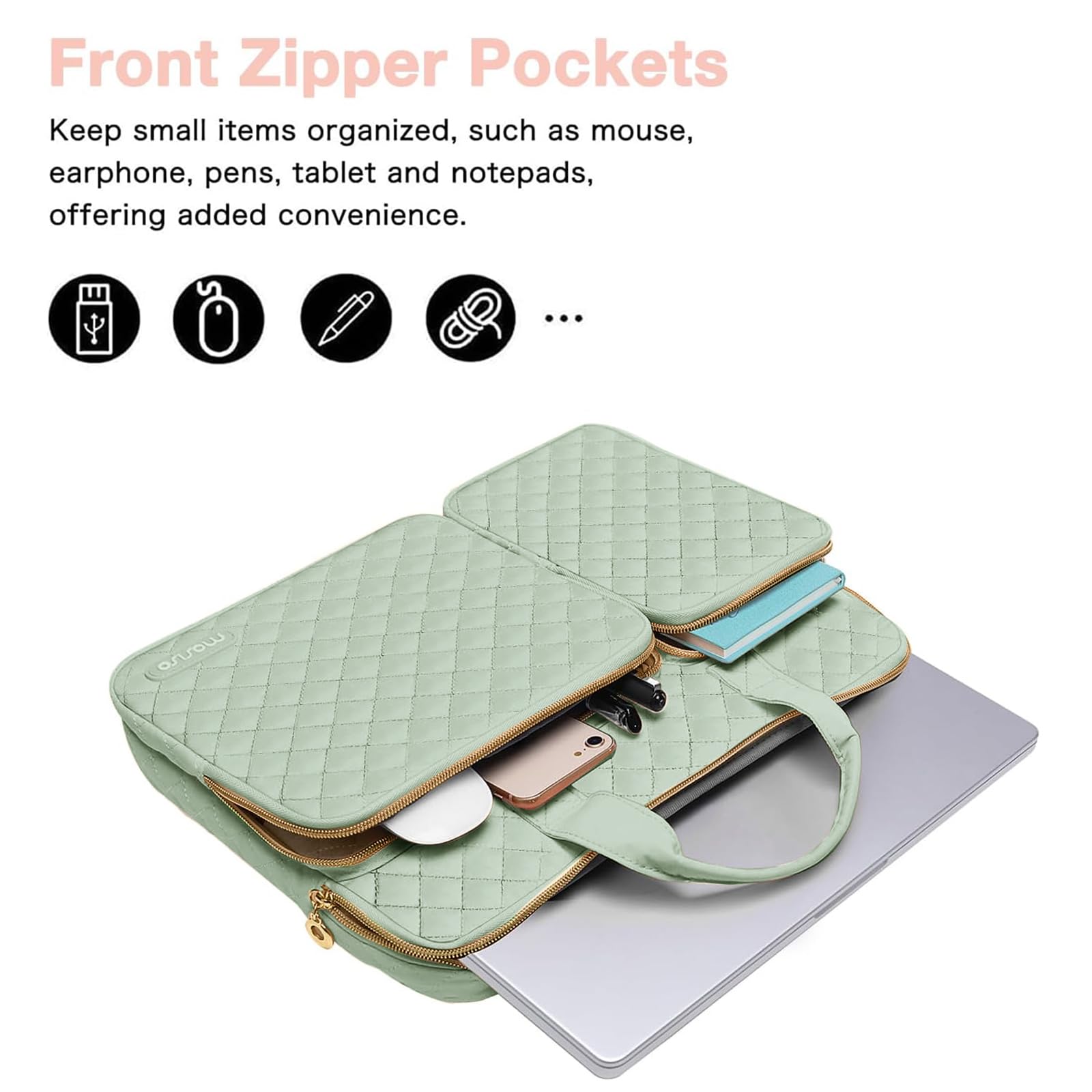 Foto 3 pulgar | Funda Protectora Para Portátil Mosiso 360 De 13.3 Pulgadas  Color Verde Salvia - Venta Internacional.