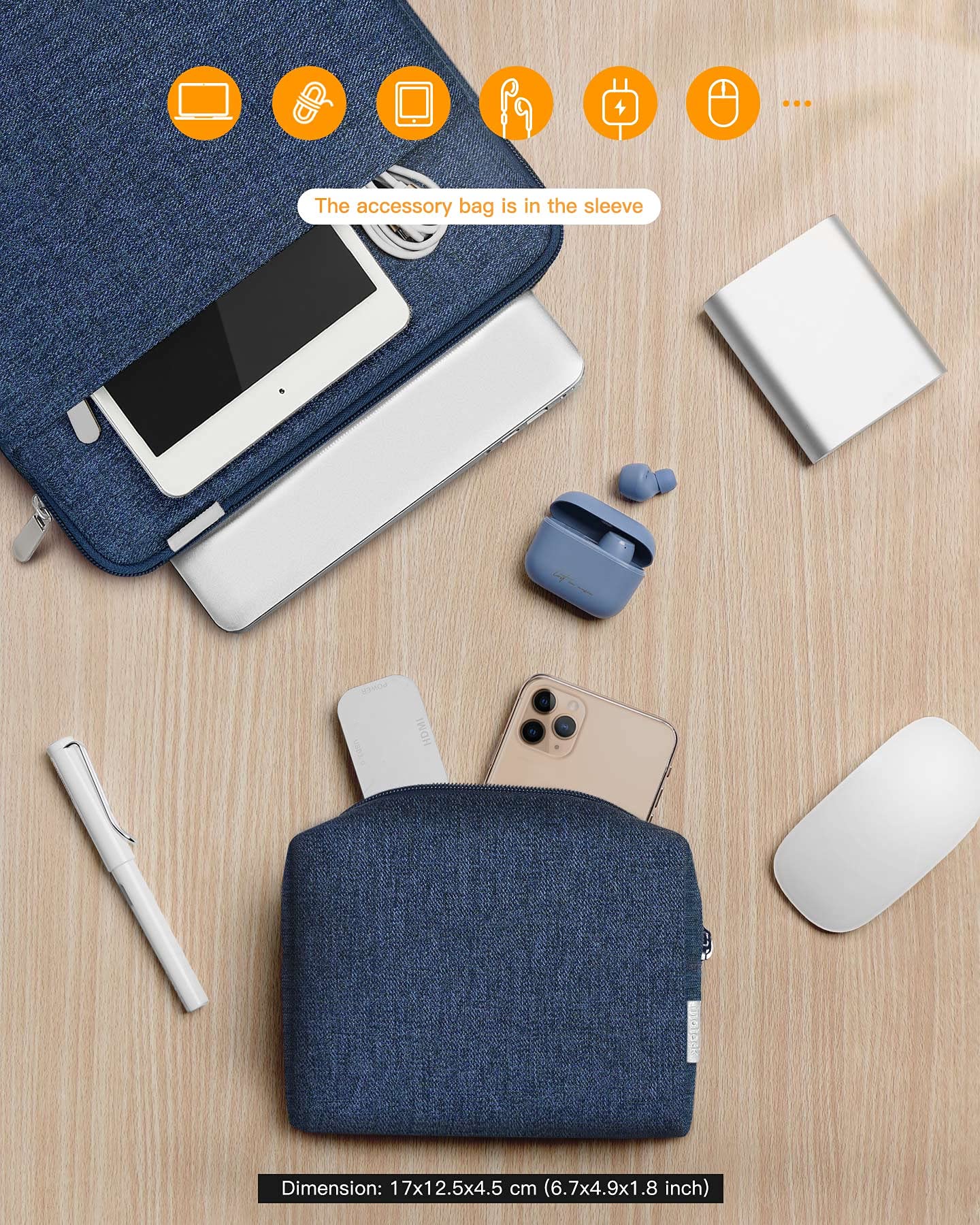 Foto 6 pulgar | Funda Para Portátil Inateck 360° Con Protección Para Macbook De 13 Pulgadas  Color Azul - Venta Internacional.