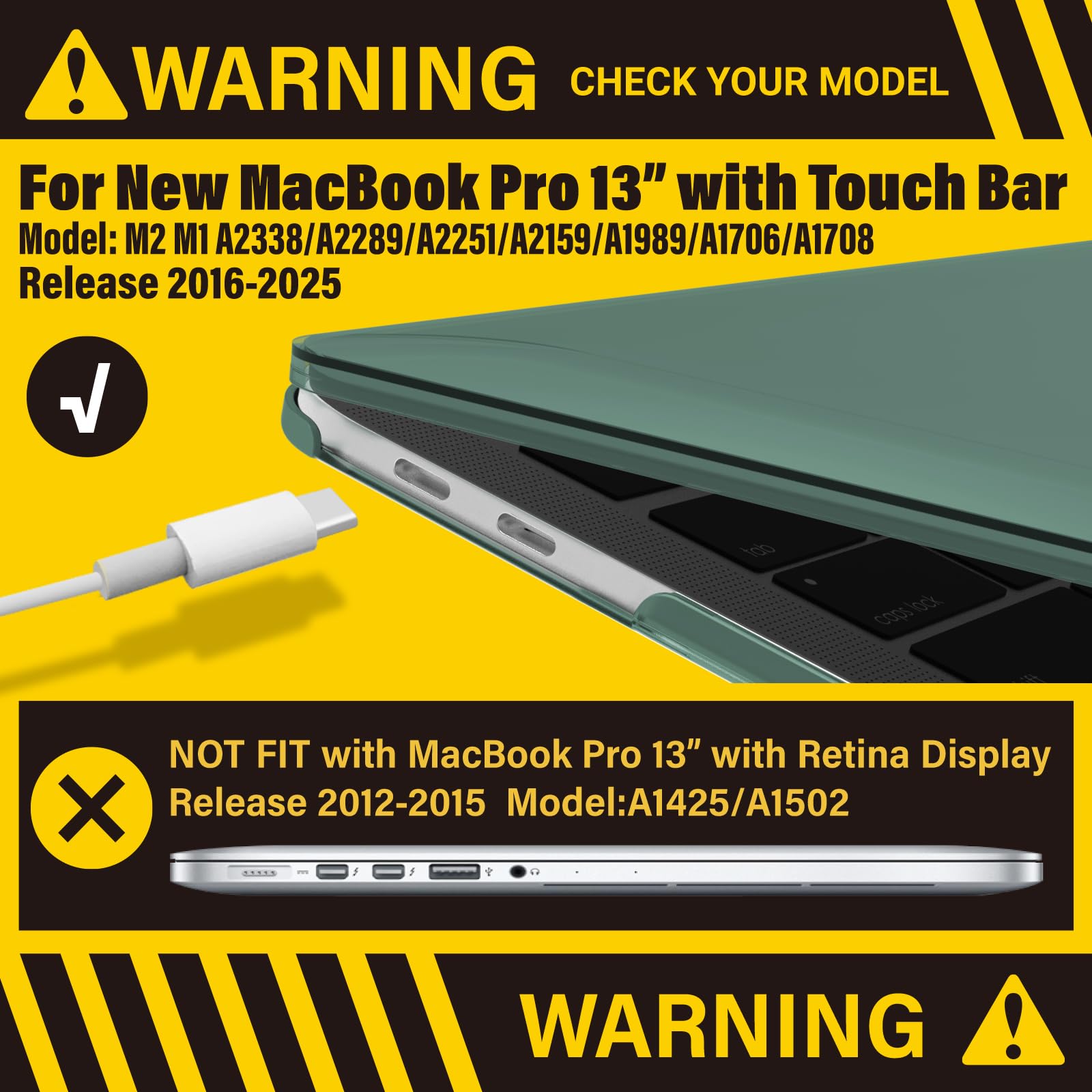 Foto 4 pulgar | Funda Ibenzer Compatible Con Macbook Pro 13  Color Verde Medianoche - Venta Internacional.