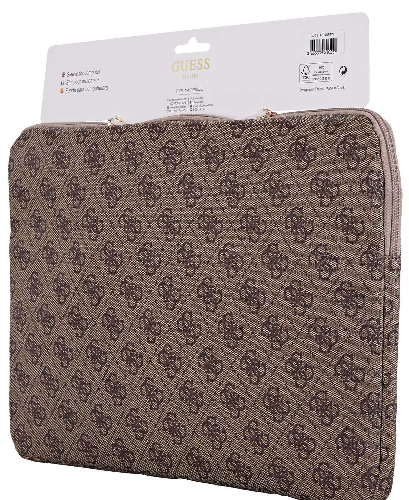 Foto 6 pulgar | Funda Original Guess 4g Triángulo Laptop 14 Café