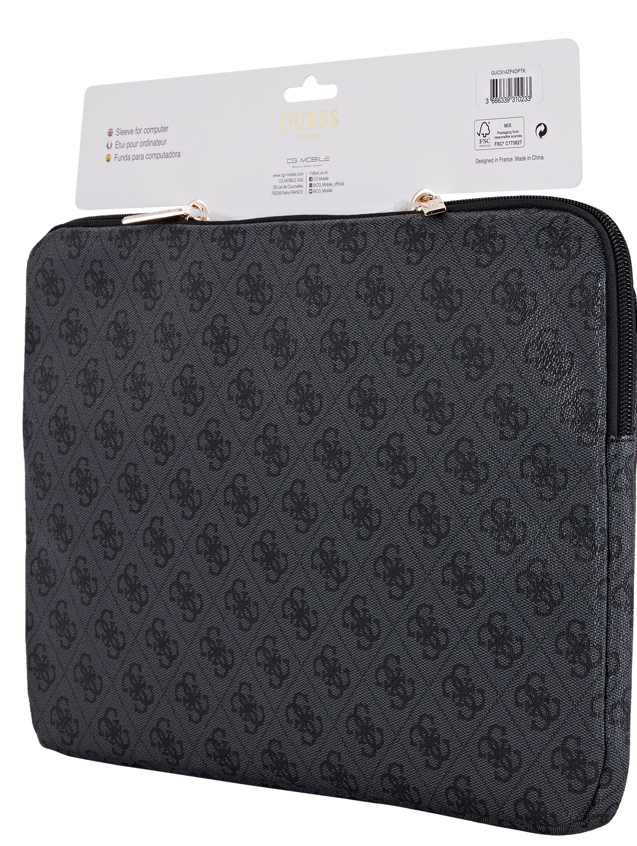 Foto 6 pulgar | Funda Original Guess 4g Triángulo Laptop 14'' Negro