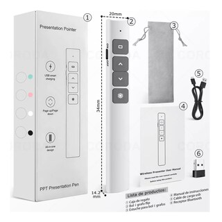 Foto 2 | Apuntador Presentador Láser Inalámbrico Remoto Usb Recargable Eo Safe Imports Esi-17429 Blanco
