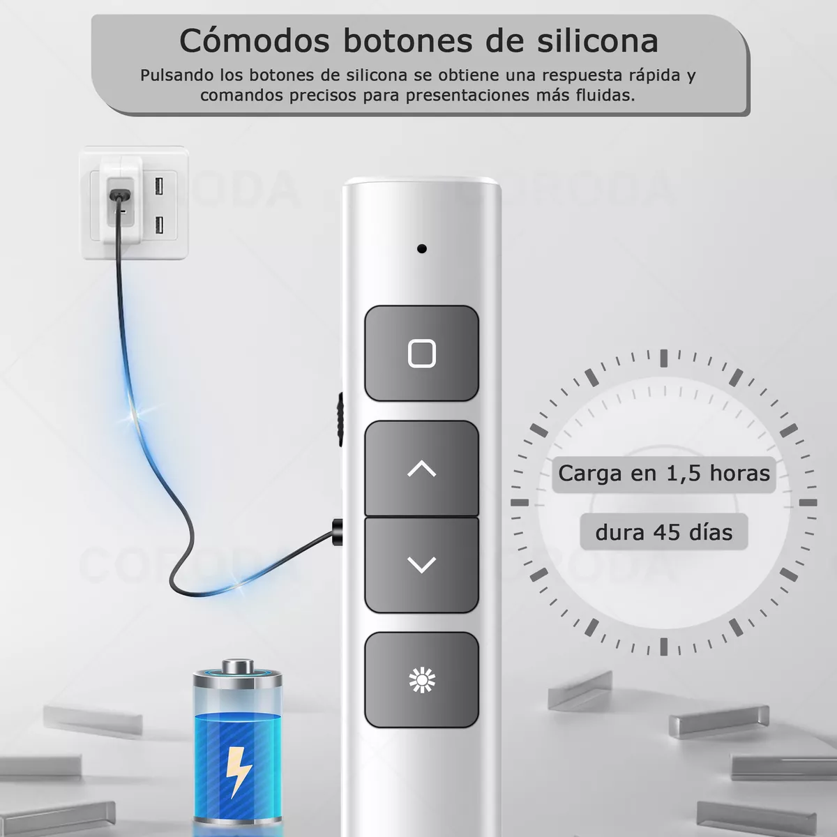 Foto 4 pulgar | Apuntador Presentador Láser Inalámbrico Remoto Usb Recargable Eo Safe Imports Esi-17429  Blanco