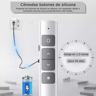 Foto 3 | Apuntador Presentador Láser Inalámbrico Remoto Usb Recargable Eo Safe Imports Esi-17429 Blanco