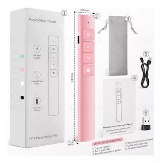 Foto 2 | Apuntador Presentador Láser Inalámbrico Remoto Usb Recargable Eo Safe Imports Esi-17430 Rosa